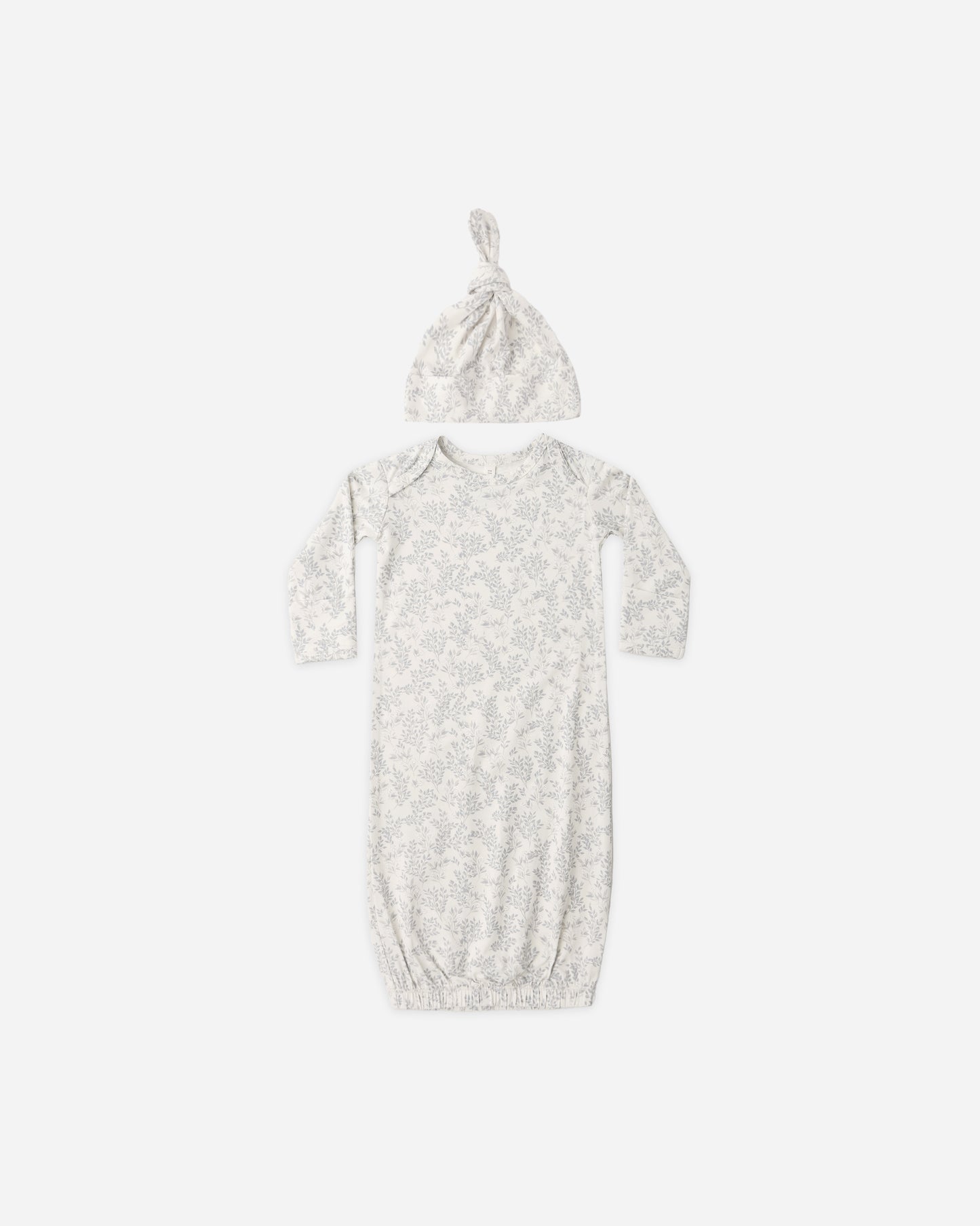 Bamboo Baby Gown + Hat Set Cloud Floral - Rylee + Cru | Kids Clothes | Trendy Baby Clothes | Modern Infant Outfits |