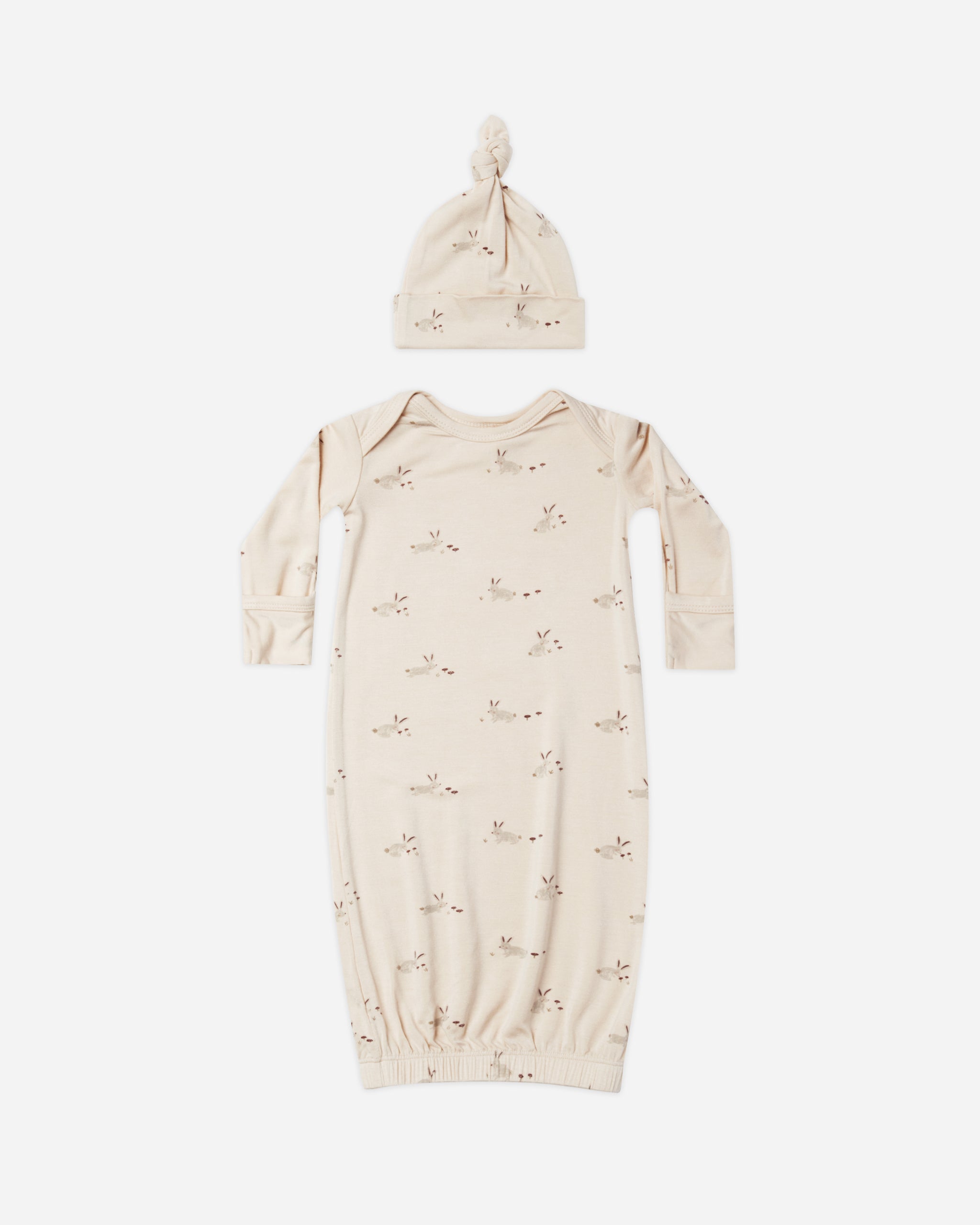 Bamboo Baby Gown + Hat || Bunnies - Rylee + Cru | Kids Clothes | Trendy Baby Clothes | Modern Infant Outfits |