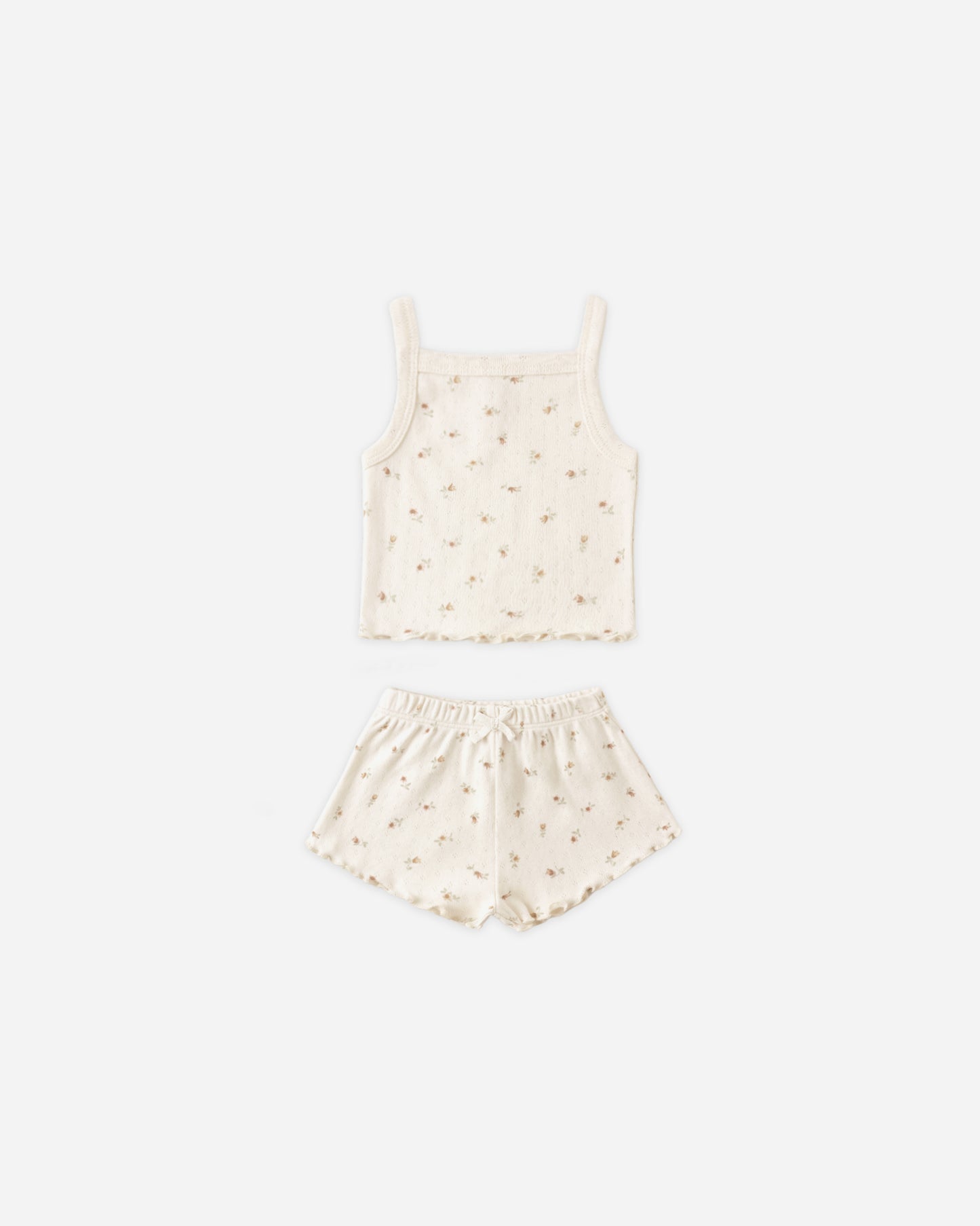 Pointelle Tank + Shortie Set Petit Fleur - Rylee + Cru | Kids Clothes | Trendy Baby Clothes | Modern Infant Outfits |