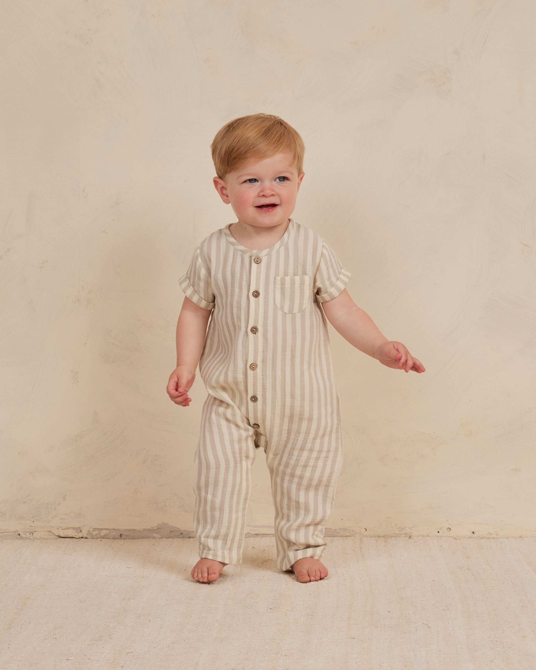 Charlie Jumpsuit || Ash Stripe - Rylee + Cru | Kids Clothes | Trendy Baby Clothes | Modern Infant Outfits |
