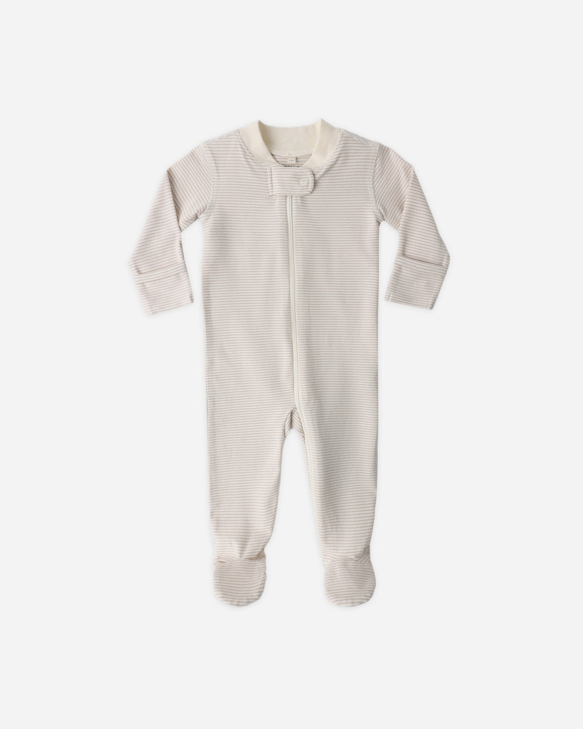 Zip Longsleeve Sleeper Footie Oat Microstripe – Quincy Mae