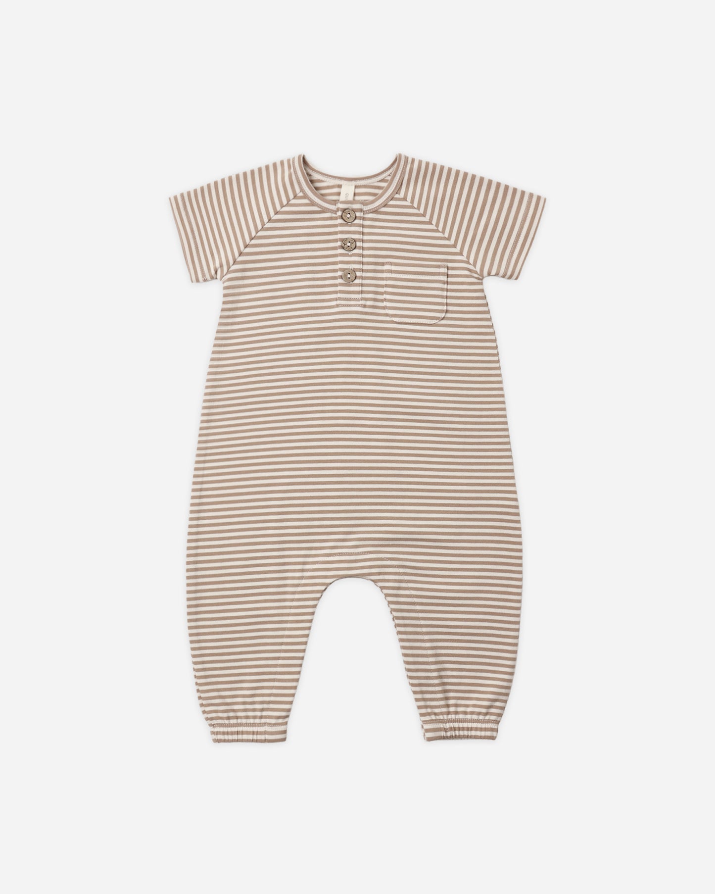 Short Sleeve Jumpsuit Almond Stripe - Rylee + Cru | Kids Clothes | Trendy Baby Clothes | Modern Infant Outfits |
