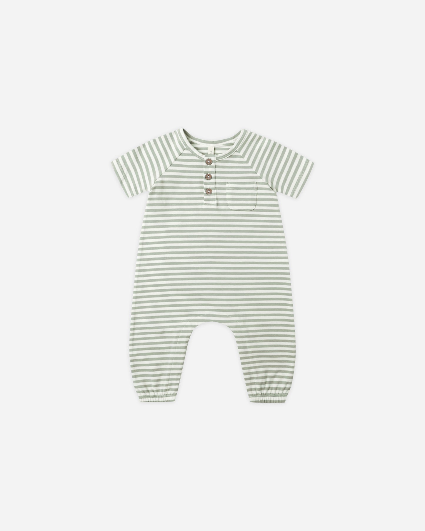 Short Sleeve Jumpsuit || Fern Stripe - Rylee + Cru | Kids Clothes | Trendy Baby Clothes | Modern Infant Outfits |