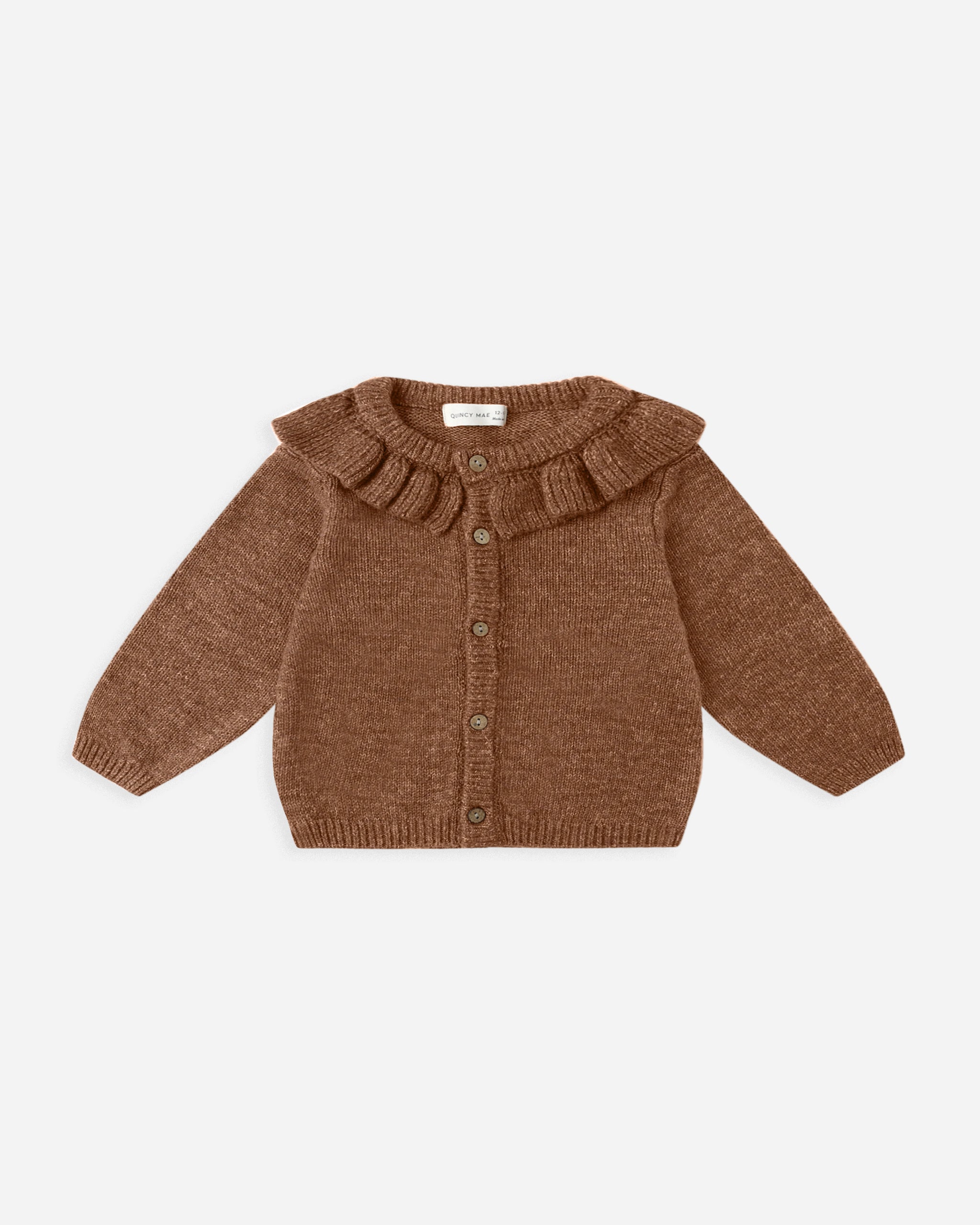 Ruffle Collar Cardigan || Heathered Cedar - Rylee + Cru | Kids Clothes | Trendy Baby Clothes | Modern Infant Outfits |