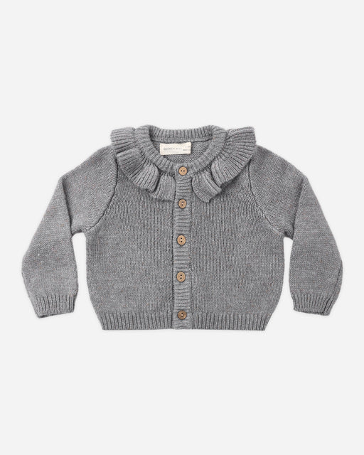 Ruffle Collar Cardigan Heathered Slate - Rylee + Cru | Kids Clothes | Trendy Baby Clothes | Modern Infant Outfits |