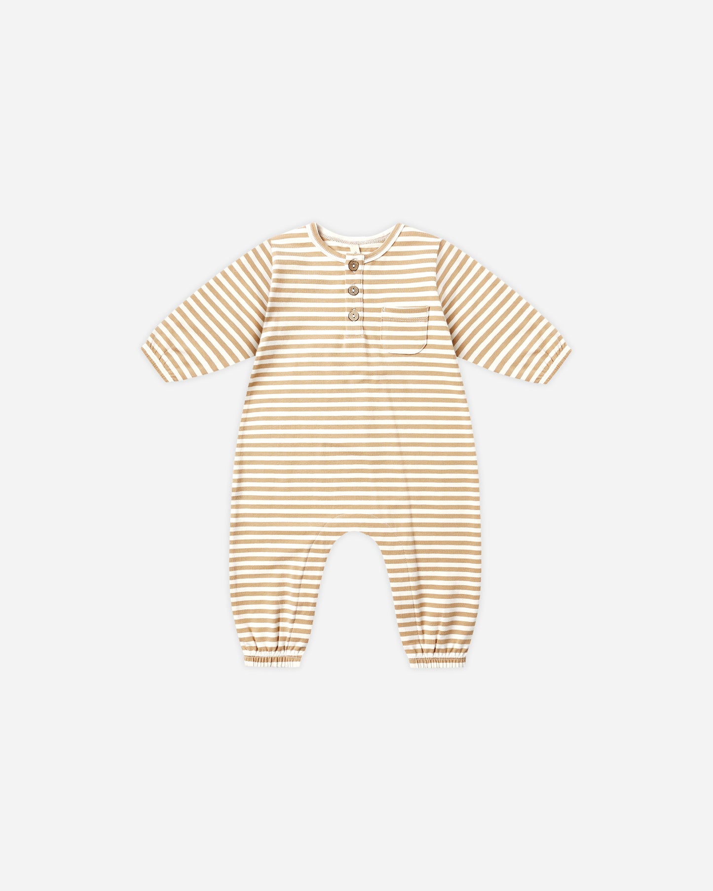 Long Sleeve Pocket Jumpsuit || Gold Stripe - Rylee + Cru | Kids Clothes | Trendy Baby Clothes | Modern Infant Outfits |