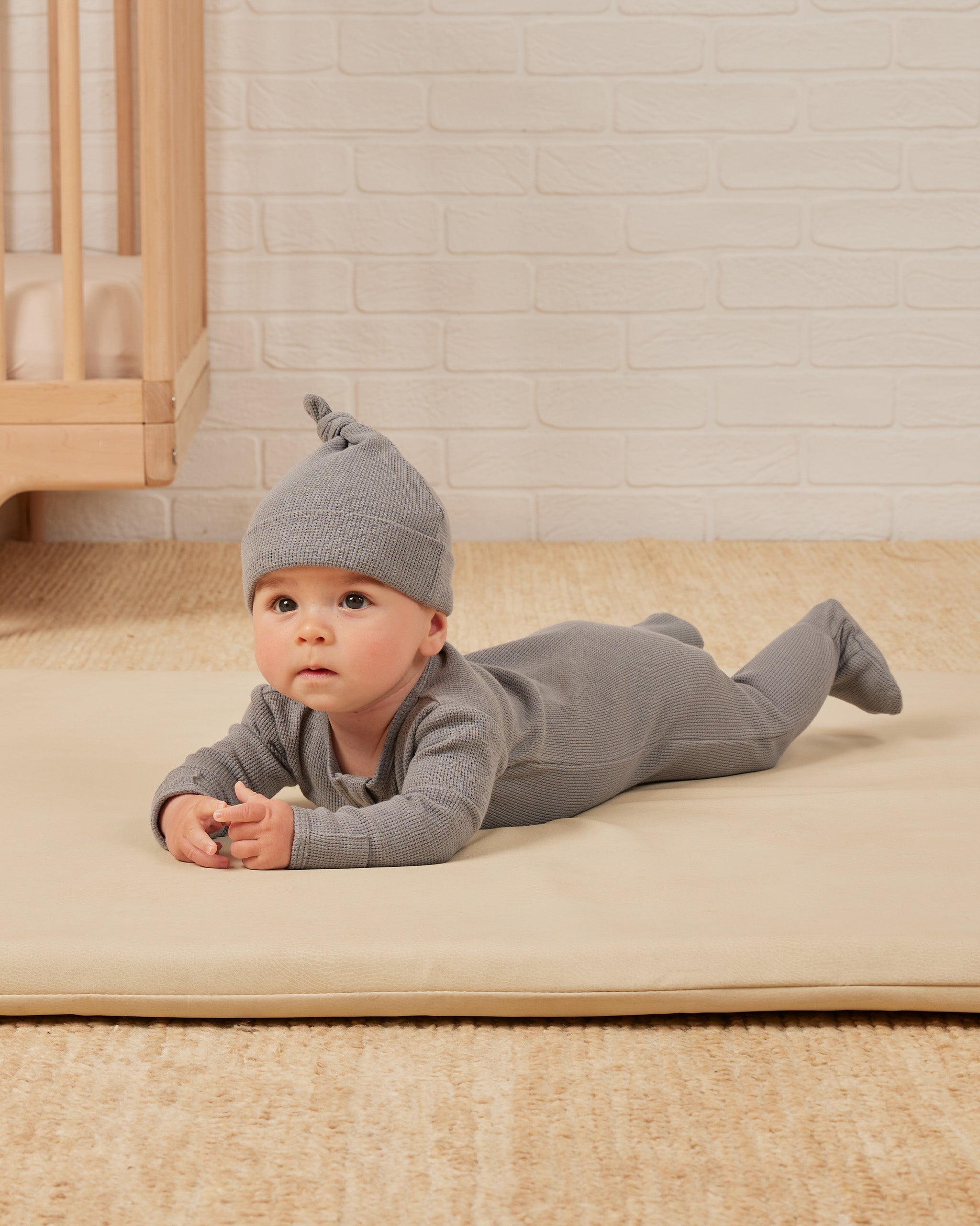 Waffle Knotted Baby Hat || Lagoon
