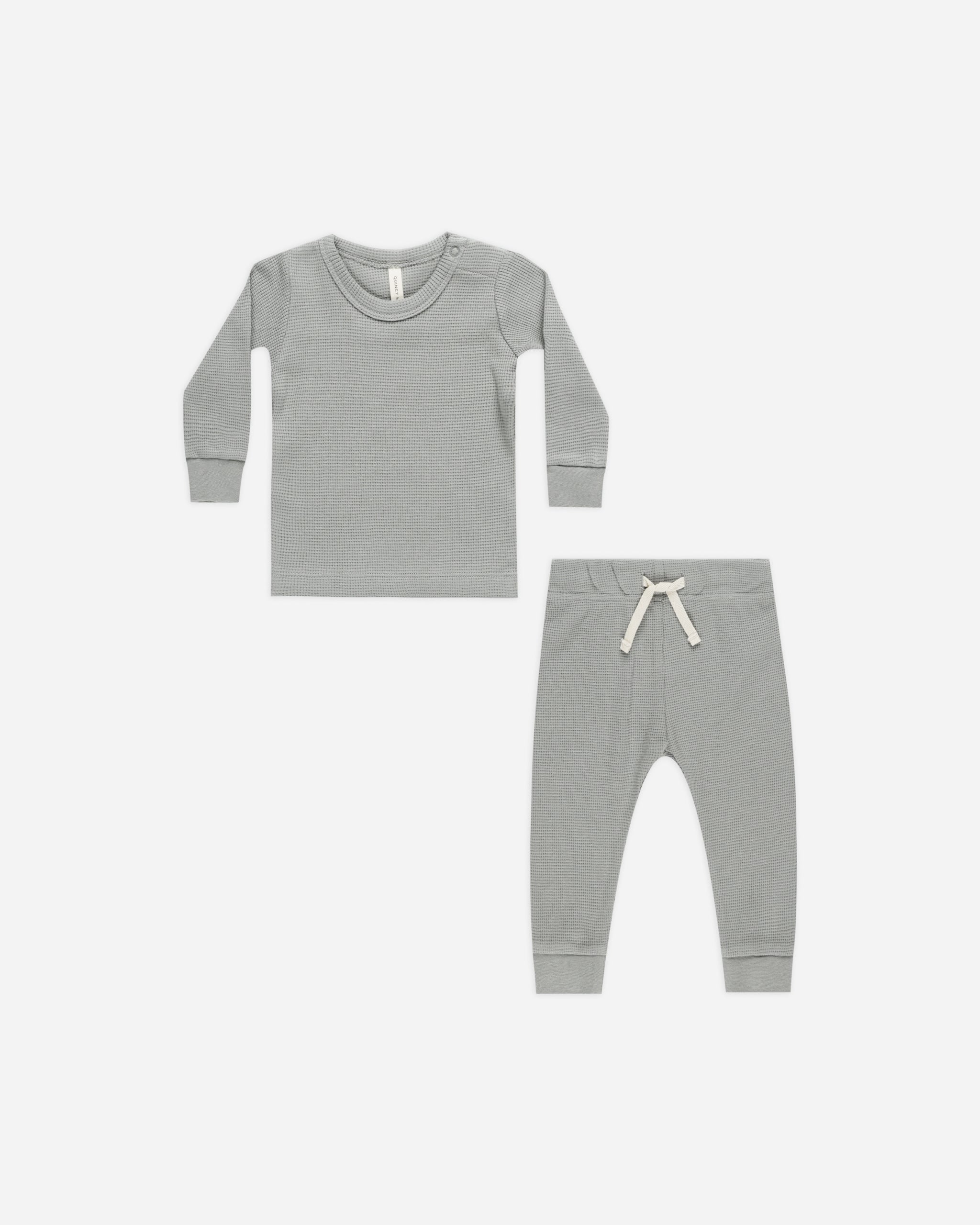 Waffle Top + Pant Set || Dusty Blue