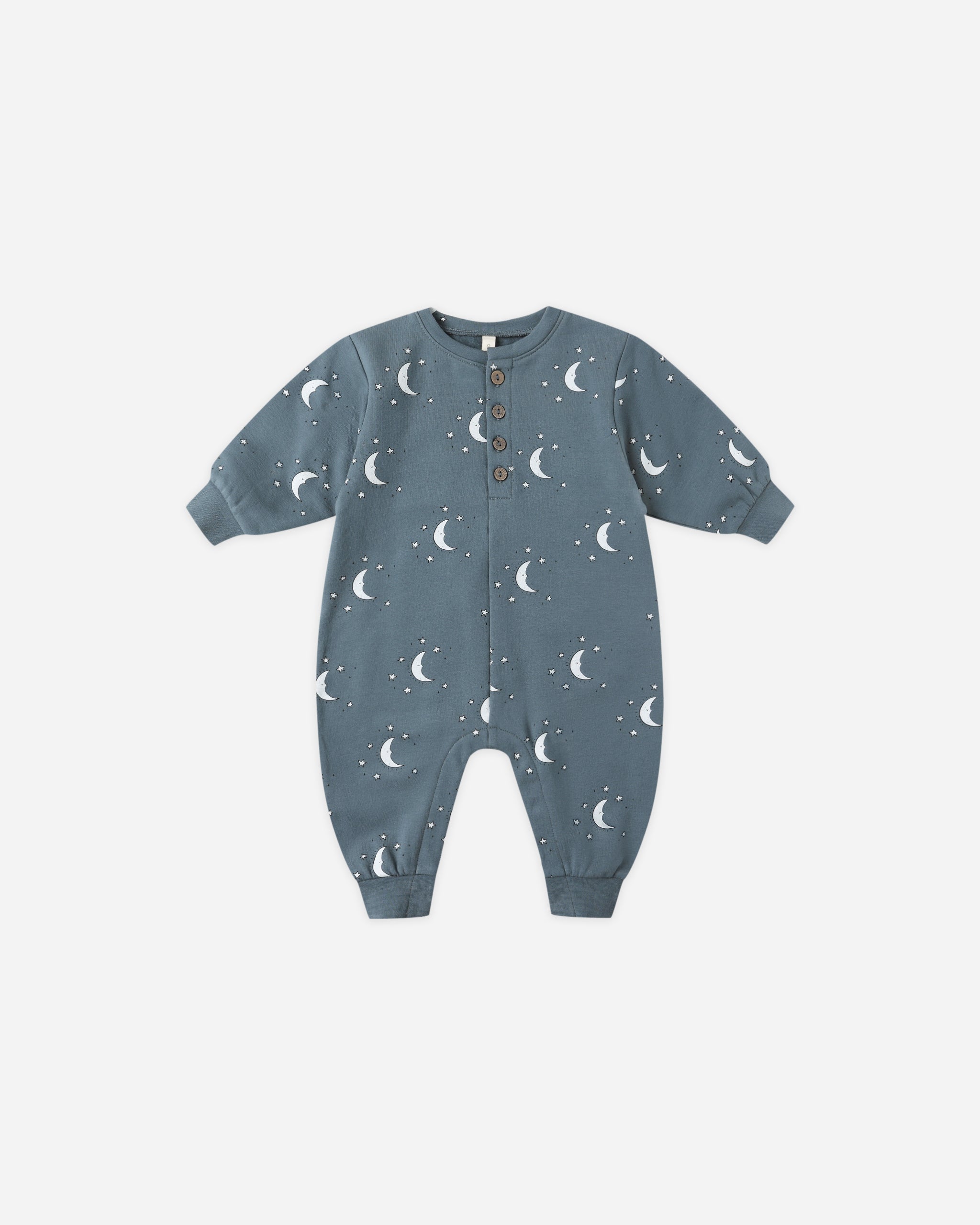 Relaxed Fleece Jumpsuit || Silver Moons - Rylee + Cru | Kids Clothes | Trendy Baby Clothes | Modern Infant Outfits |
