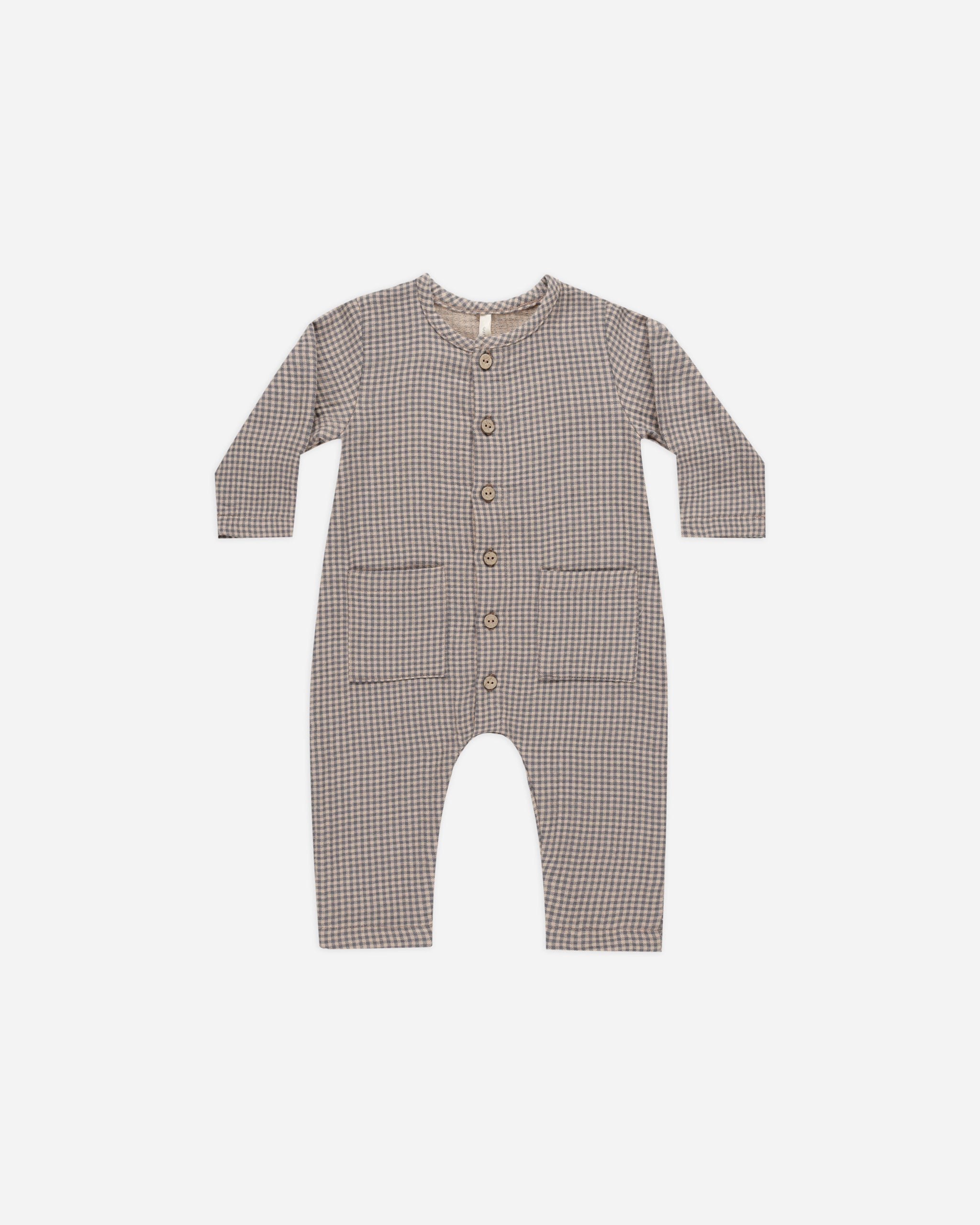 Pocketed Woven Jumpsuit || Indigo Gingham