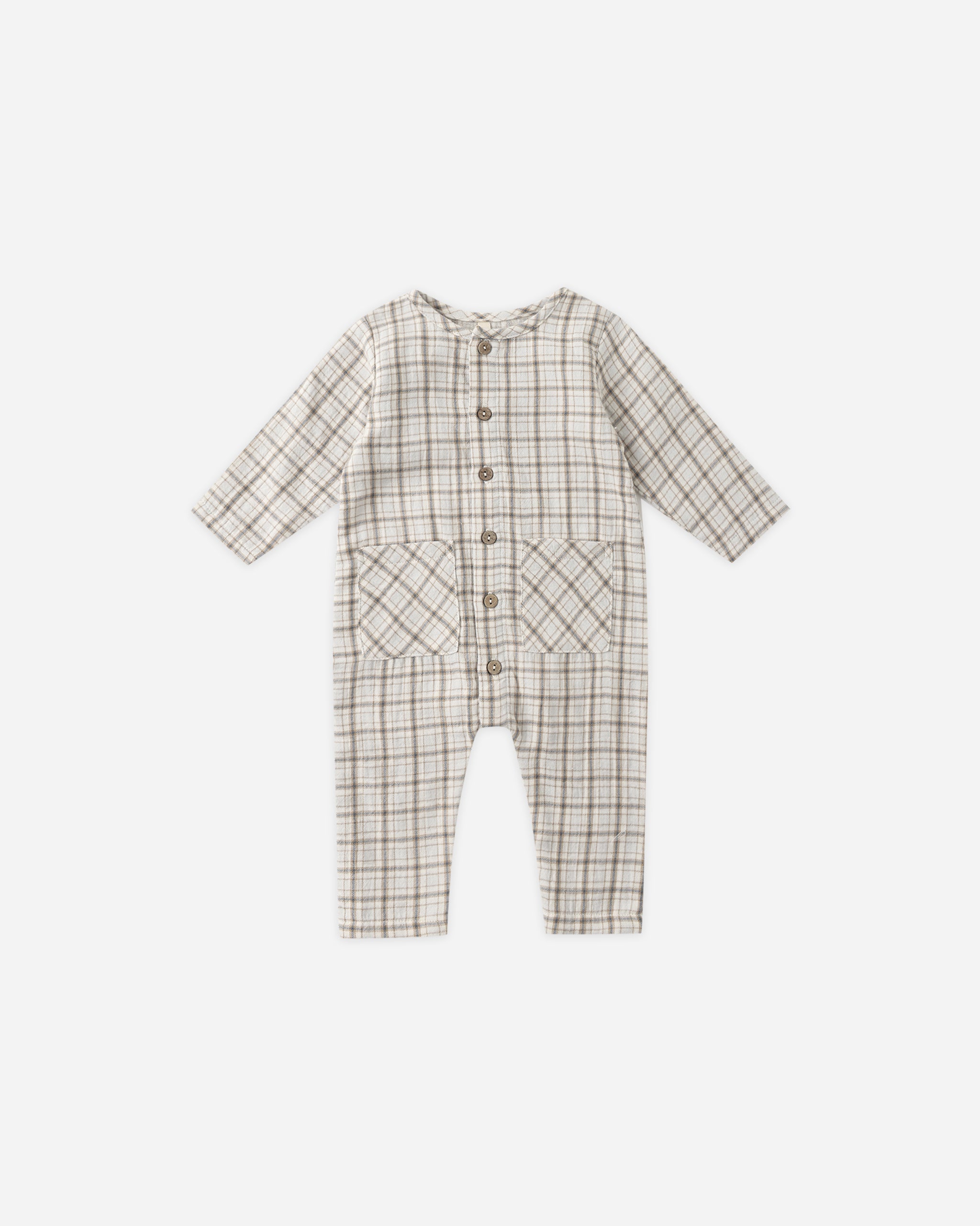 Pocketed Woven Jumpsuit || Blue Plaid - Rylee + Cru | Kids Clothes | Trendy Baby Clothes | Modern Infant Outfits |