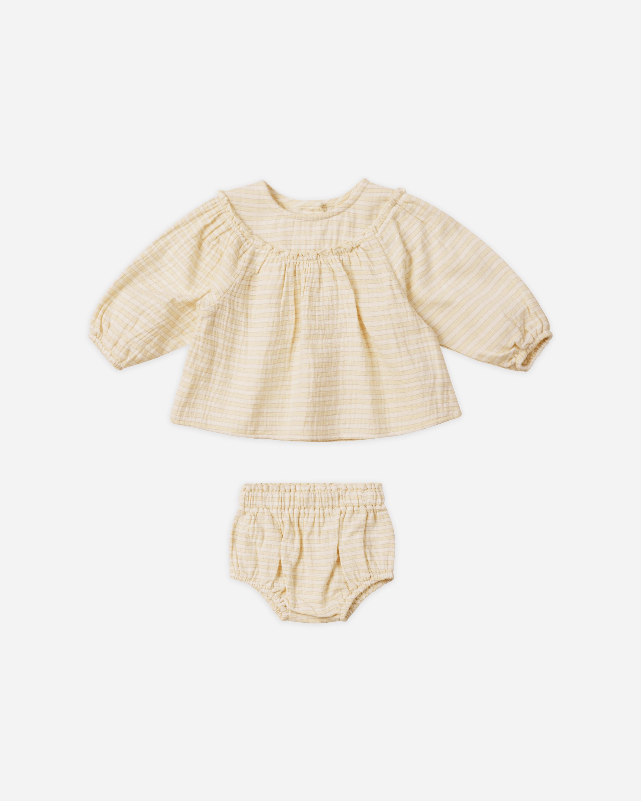 Mia Top + Bloomer Set || Lemon Stripe - Rylee + Cru | Kids Clothes | Trendy Baby Clothes | Modern Infant Outfits |