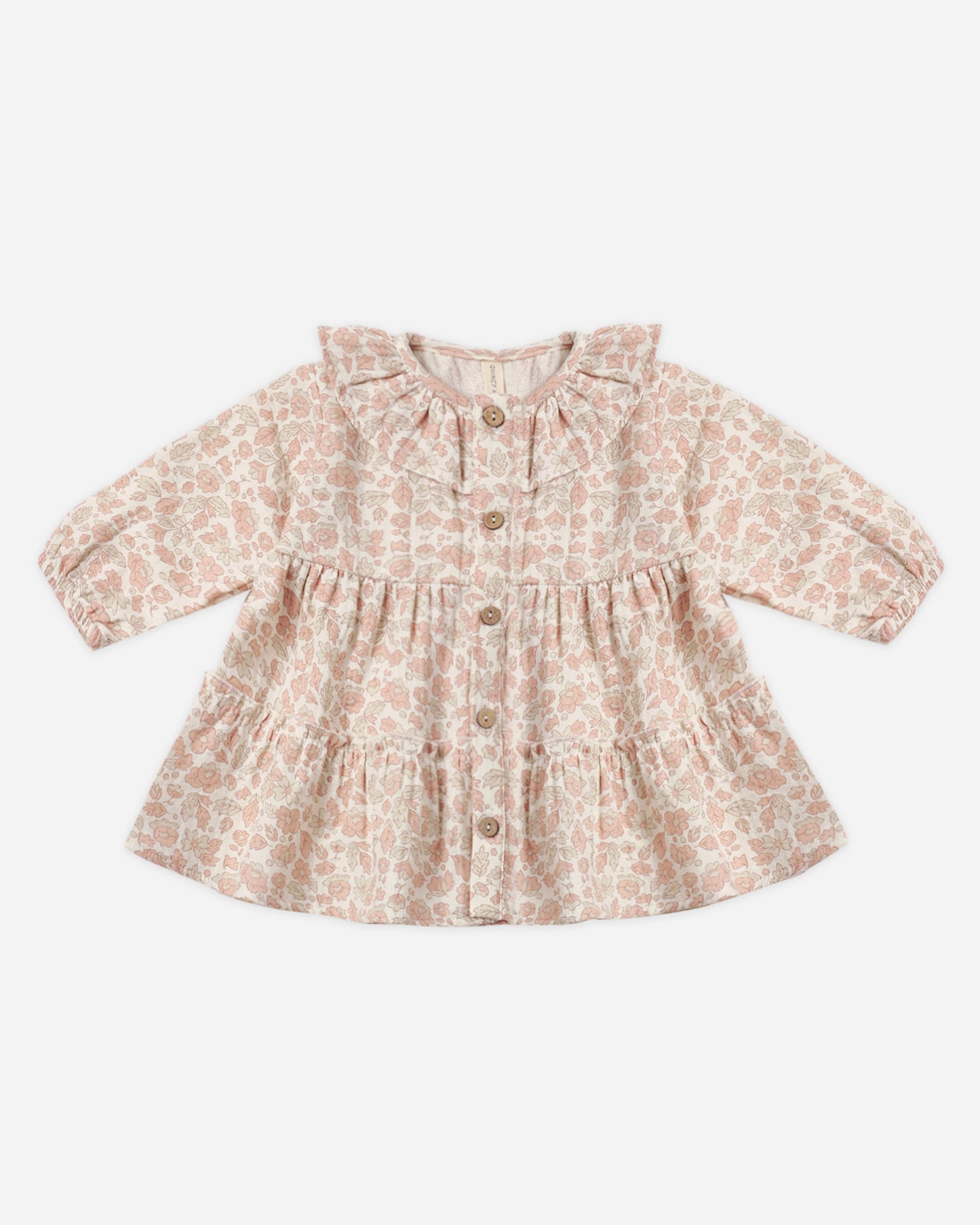 Ruffle Collar Button Dress Pink Blossom - Rylee + Cru | Kids Clothes | Trendy Baby Clothes | Modern Infant Outfits |