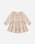Ruffle Collar Button Dress Pink Blossom - Rylee + Cru | Kids Clothes | Trendy Baby Clothes | Modern Infant Outfits |