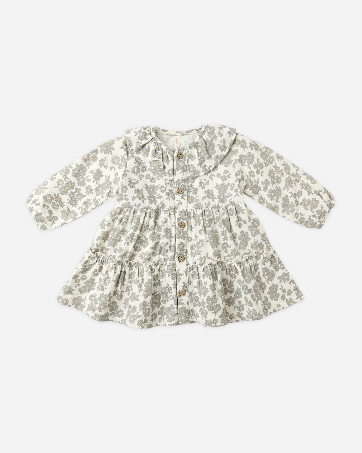 Ruffle Collar Button Dress || Green Floral - Rylee + Cru | Kids Clothes | Trendy Baby Clothes | Modern Infant Outfits |