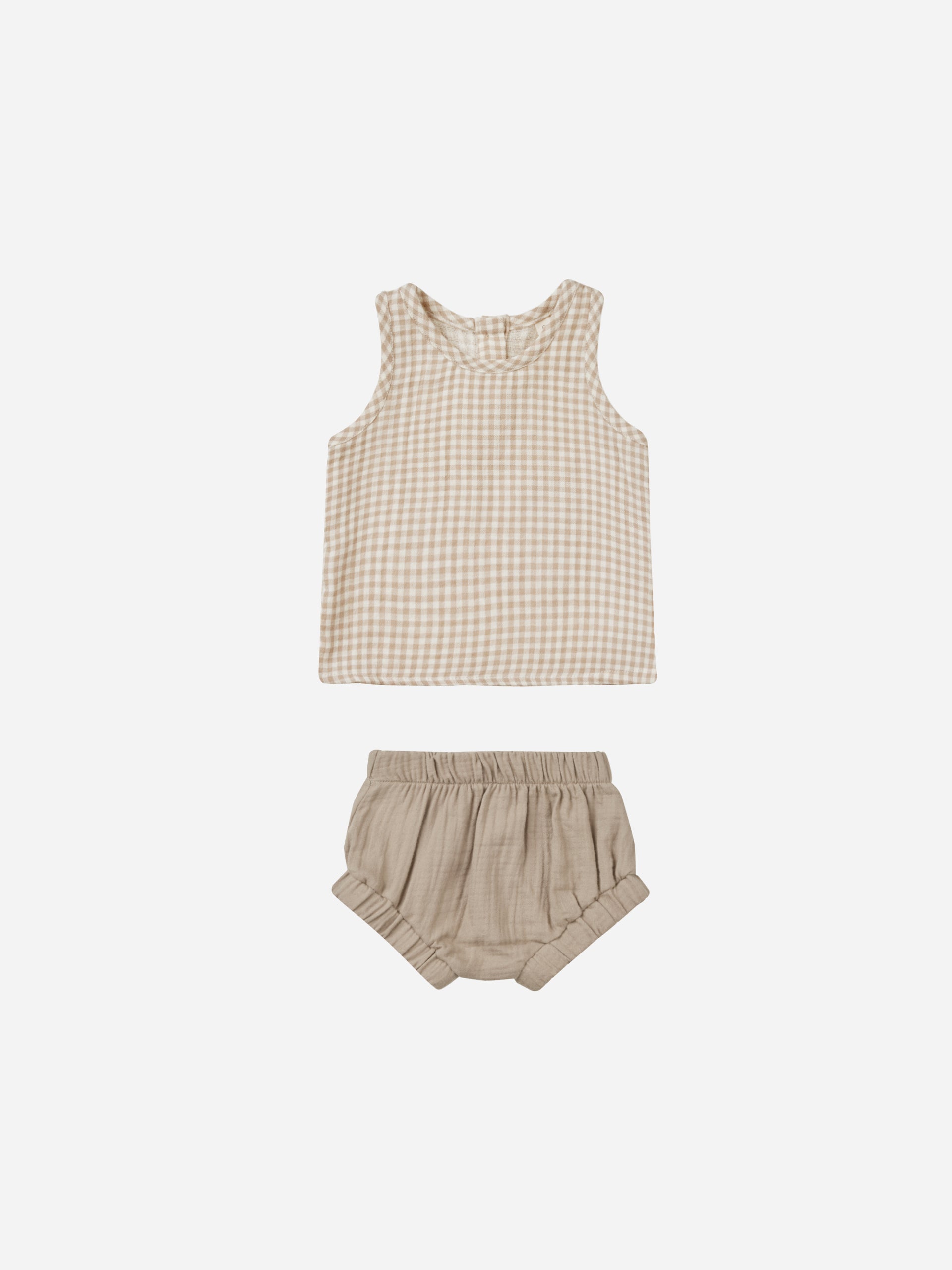 Woven Tank + Short Set || Oat Gingham - Rylee + Cru | Kids Clothes | Trendy Baby Clothes | Modern Infant Outfits |