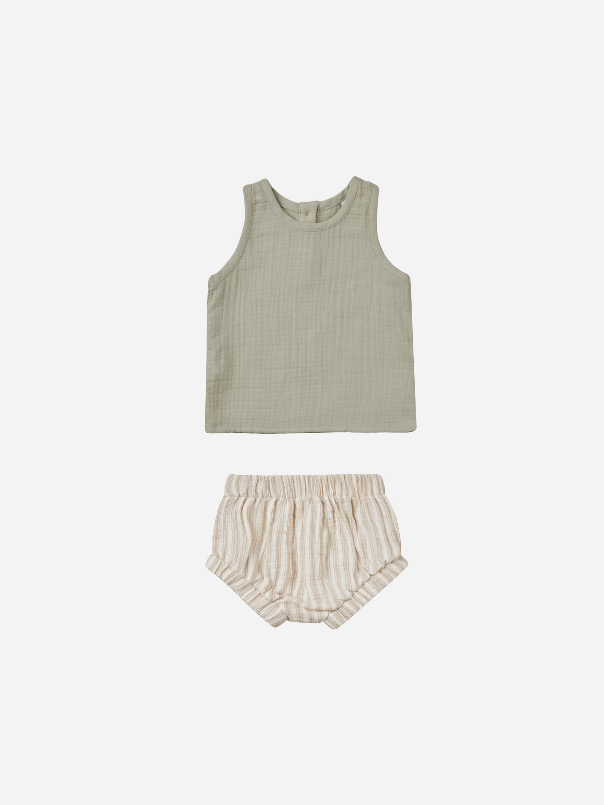 Woven Tank + Short Set || Sage Stripe - Rylee + Cru | Kids Clothes | Trendy Baby Clothes | Modern Infant Outfits |