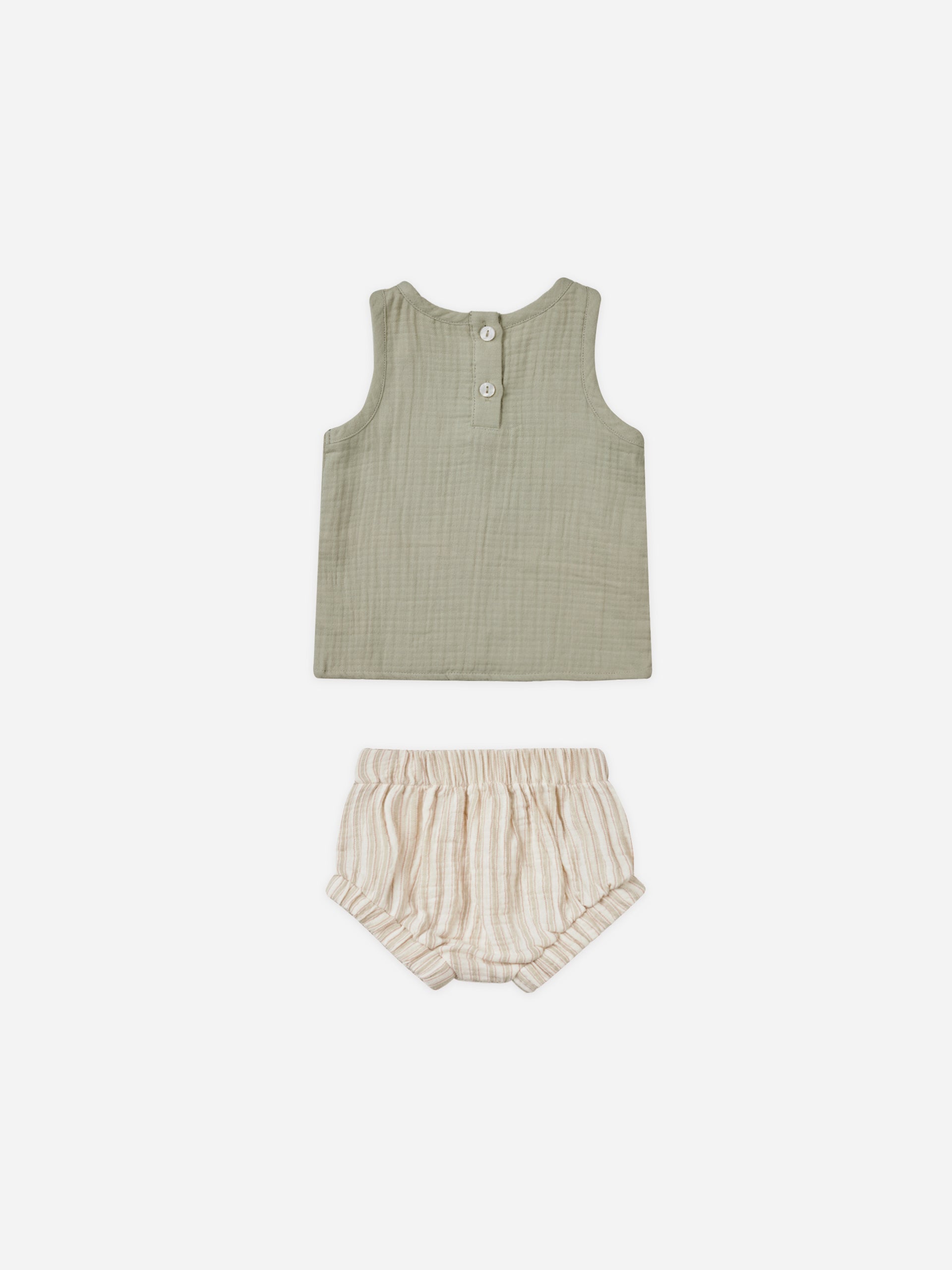 Woven Tank + Short Set || Sage Stripe - Rylee + Cru | Kids Clothes | Trendy Baby Clothes | Modern Infant Outfits |