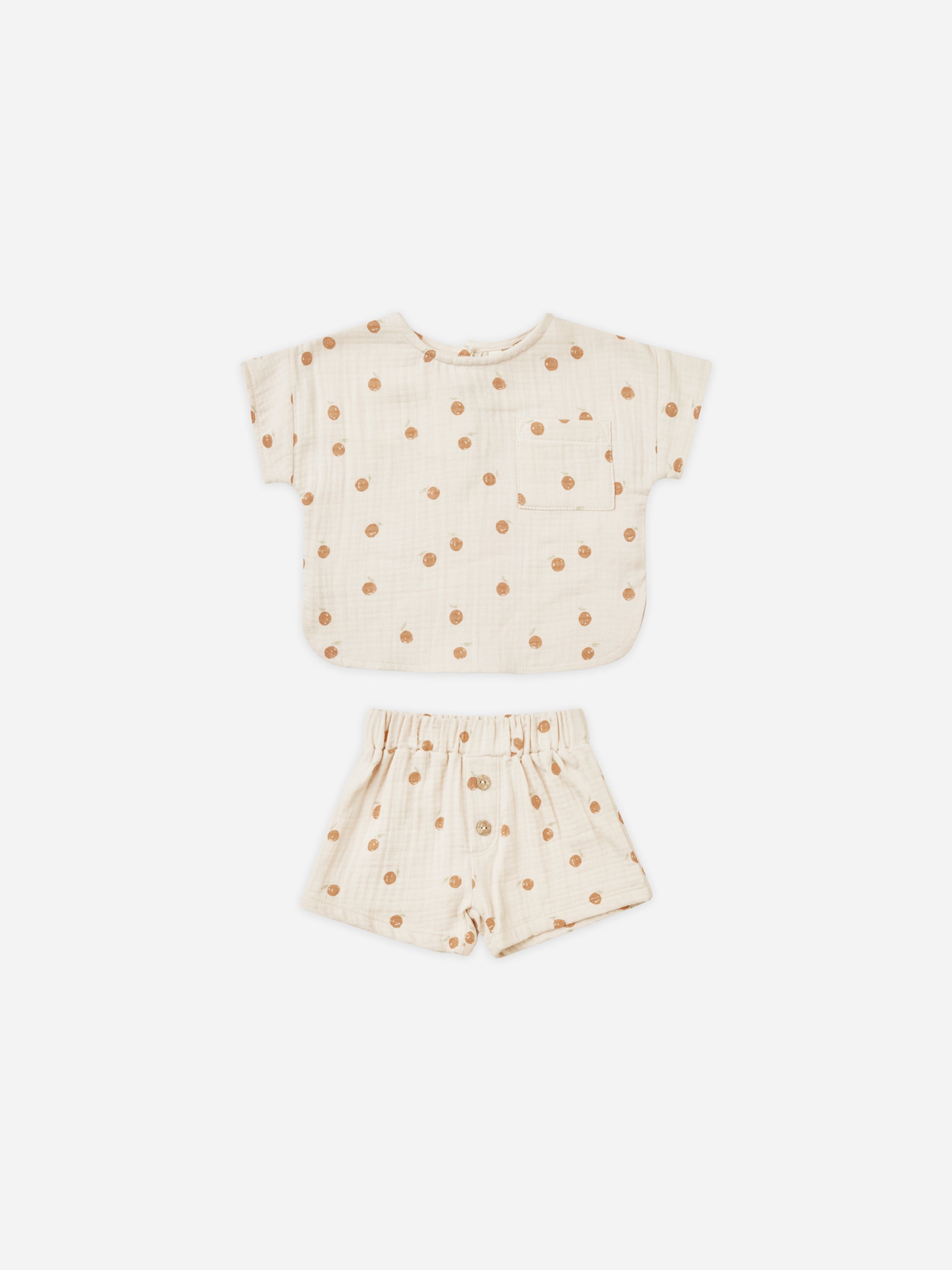 Woven Boxy Top + Short Set || Oranges - Rylee + Cru | Kids Clothes | Trendy Baby Clothes | Modern Infant Outfits |