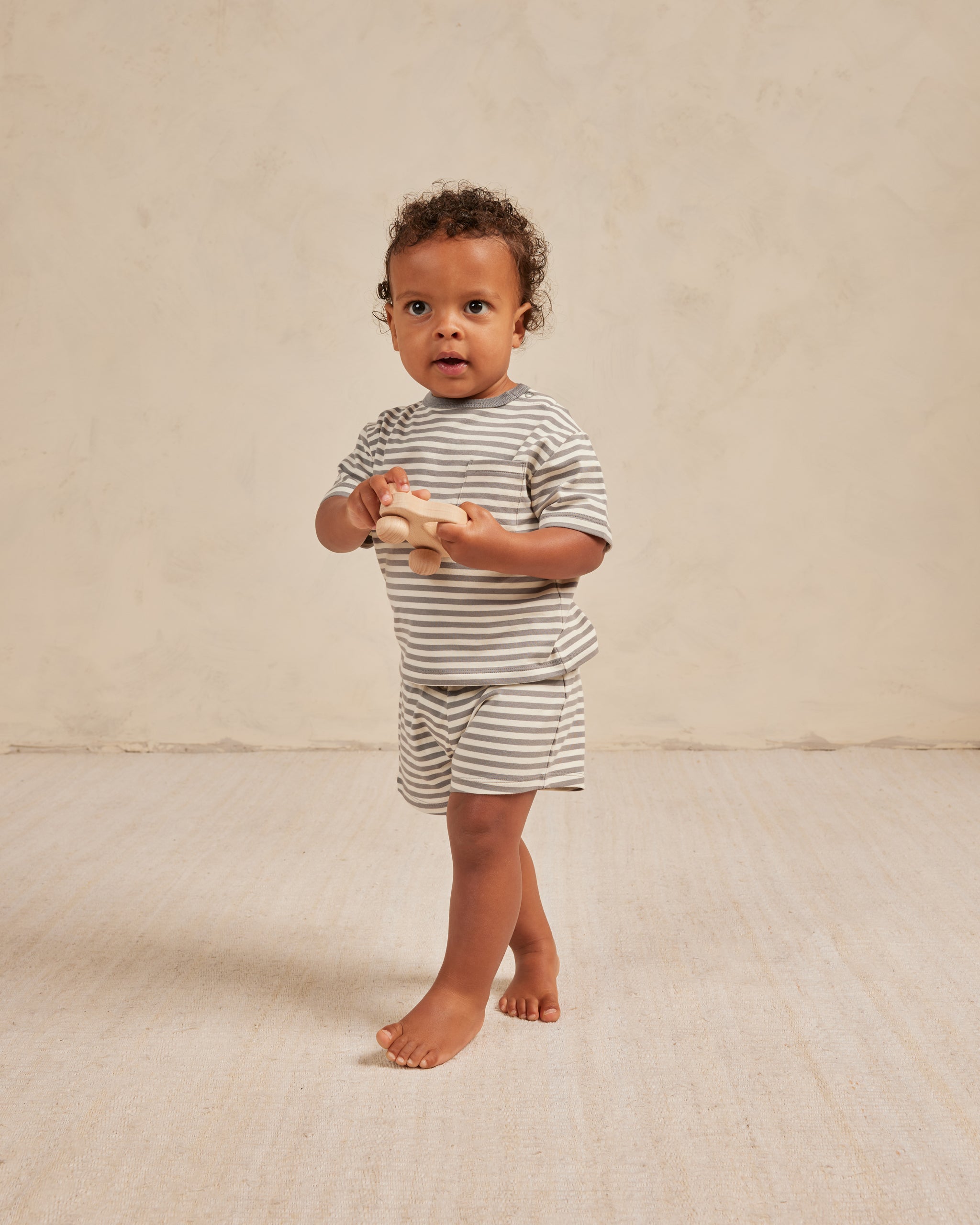 Boxy Pocket Tee + Short Set || Lagoon Stripe - Rylee + Cru | Kids Clothes | Trendy Baby Clothes | Modern Infant Outfits |