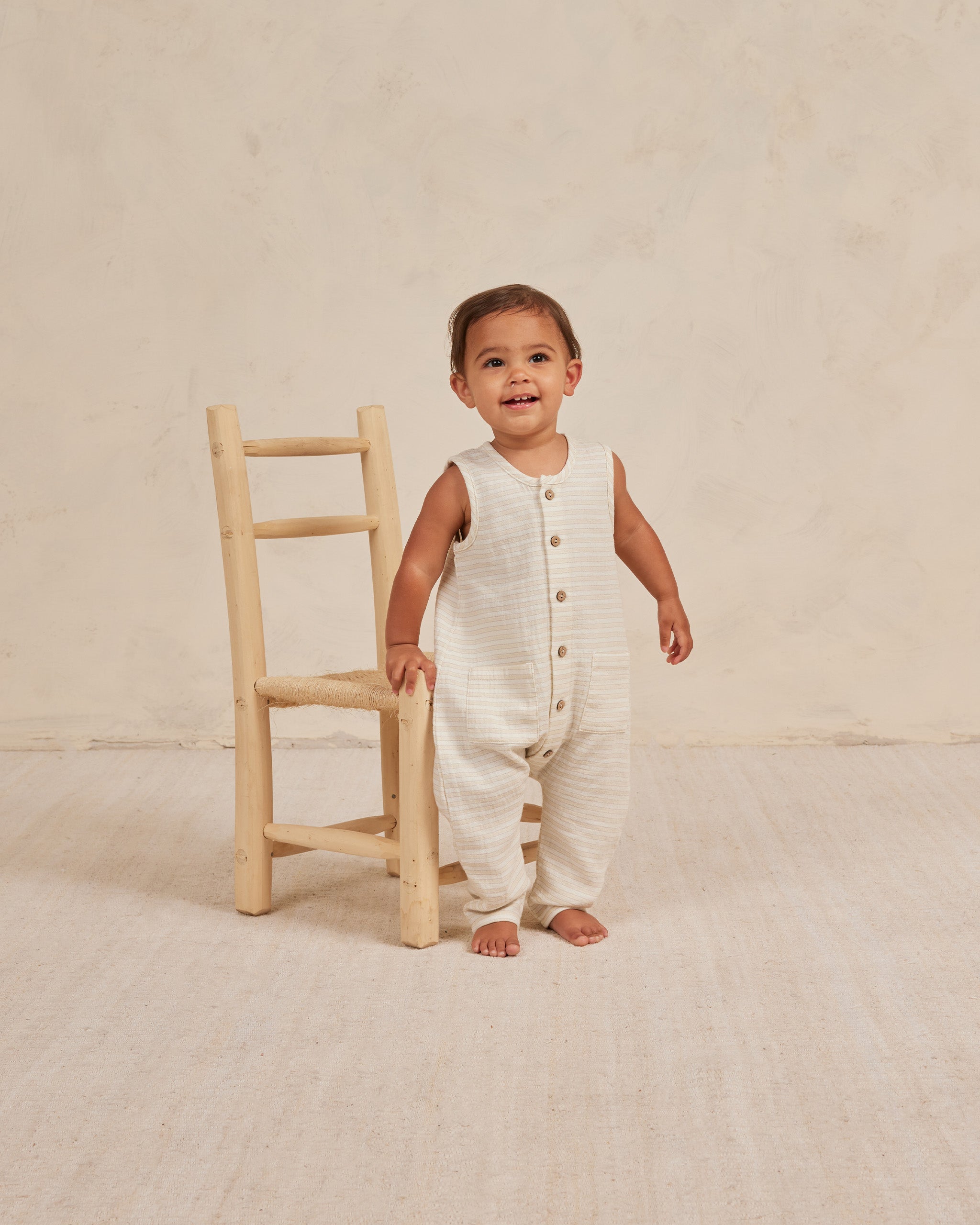 Sleeveless Pocketed Jumpsuit || Lemon Stripe - Rylee + Cru | Kids Clothes | Trendy Baby Clothes | Modern Infant Outfits |