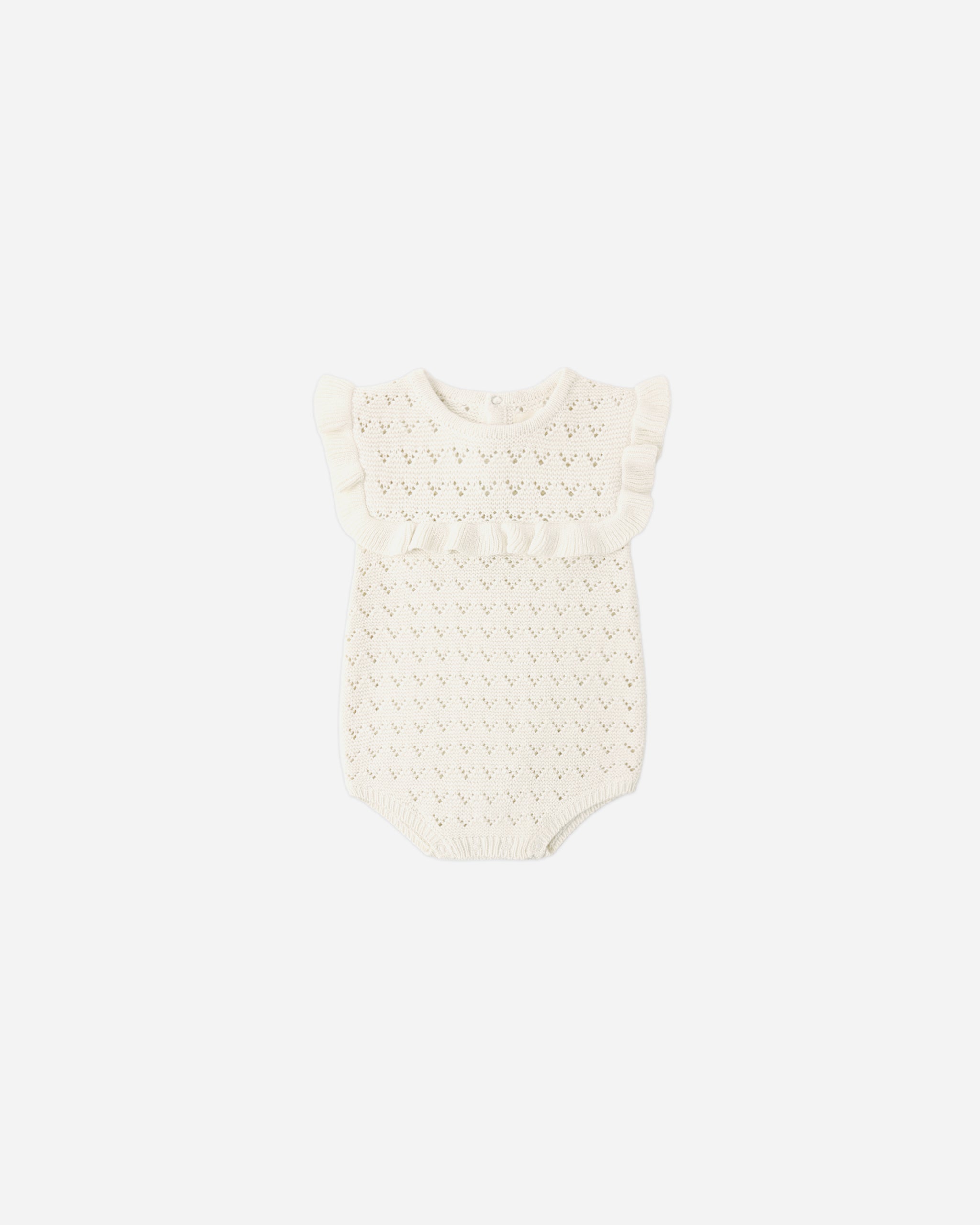 Pointelle Ruffle Romper Natural – Quincy Mae