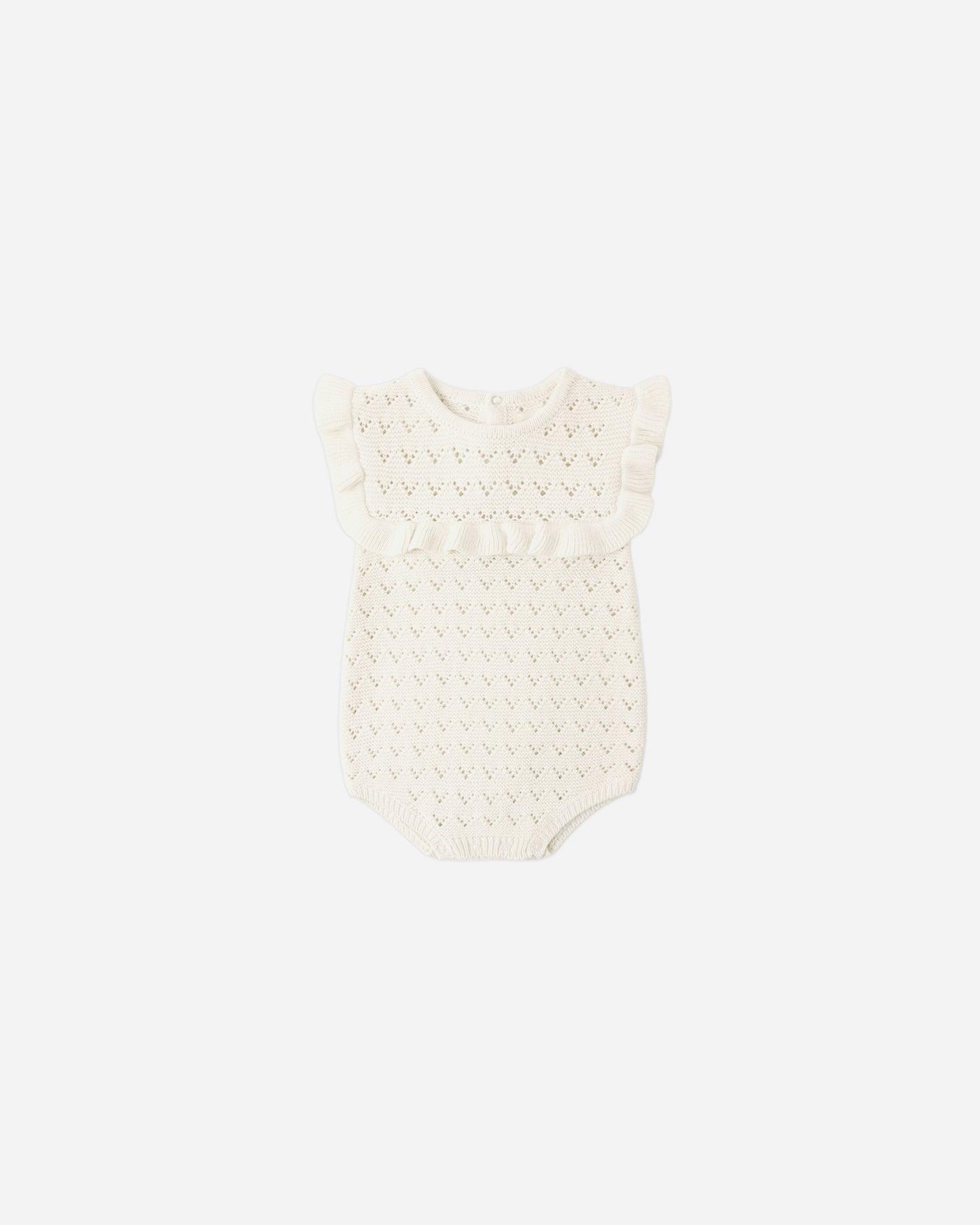 Pointelle Ruffle Romper Natural - Rylee + Cru | Kids Clothes | Trendy Baby Clothes | Modern Infant Outfits |