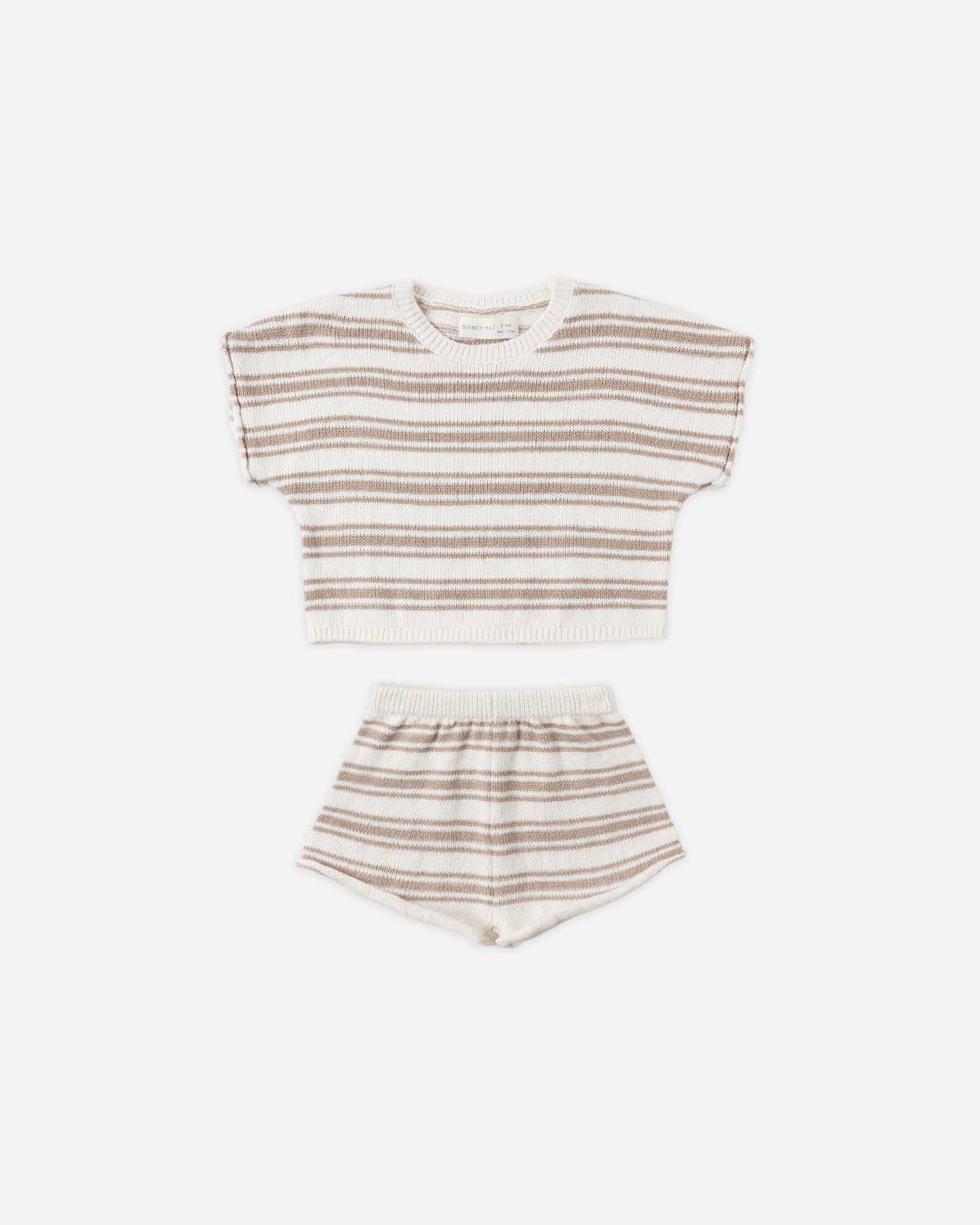 Relaxed Summer Knit Set Oat Stripe - Rylee + Cru | Kids Clothes | Trendy Baby Clothes | Modern Infant Outfits |