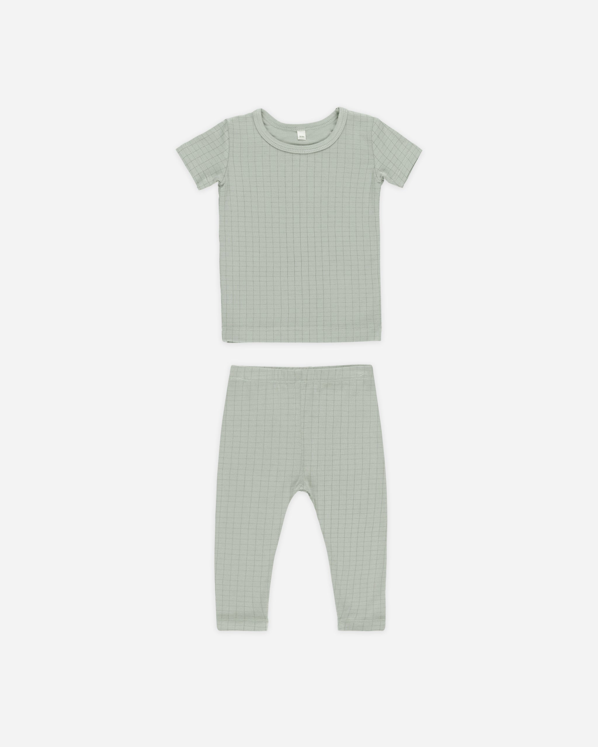 Bamboo Short Sleeve Pajama Set || Grid - Rylee + Cru | Kids Clothes | Trendy Baby Clothes | Modern Infant Outfits |