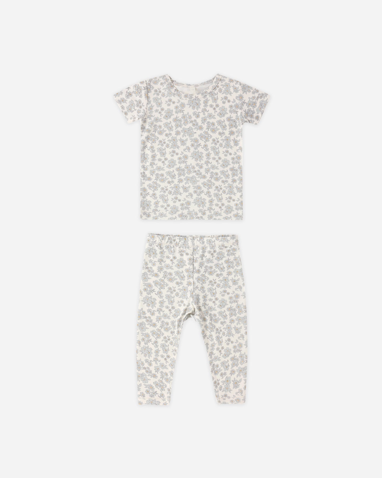 Bamboo Short Sleeve Pajama Set Blue Floral - Rylee + Cru | Kids Clothes | Trendy Baby Clothes | Modern Infant Outfits |
