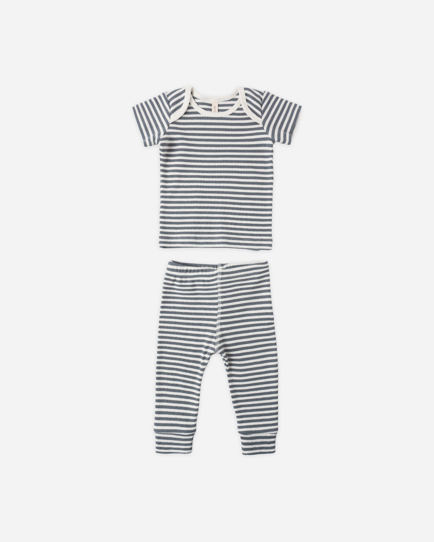 Ribbed Short Sleeve Tee + Legging Set Ocean Stripe - Rylee + Cru | Kids Clothes | Trendy Baby Clothes | Modern Infant Outfits |