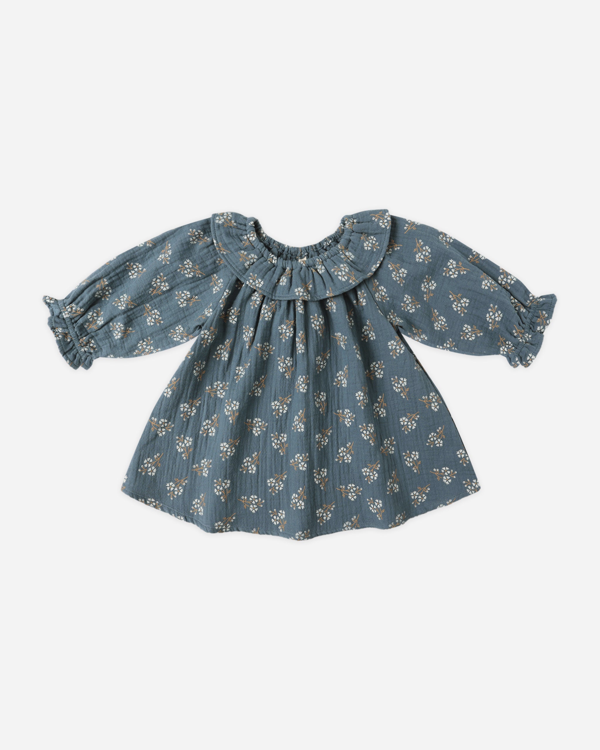 Long Sleeve Isla Dress || Blue Floral - Rylee + Cru | Kids Clothes | Trendy Baby Clothes | Modern Infant Outfits |