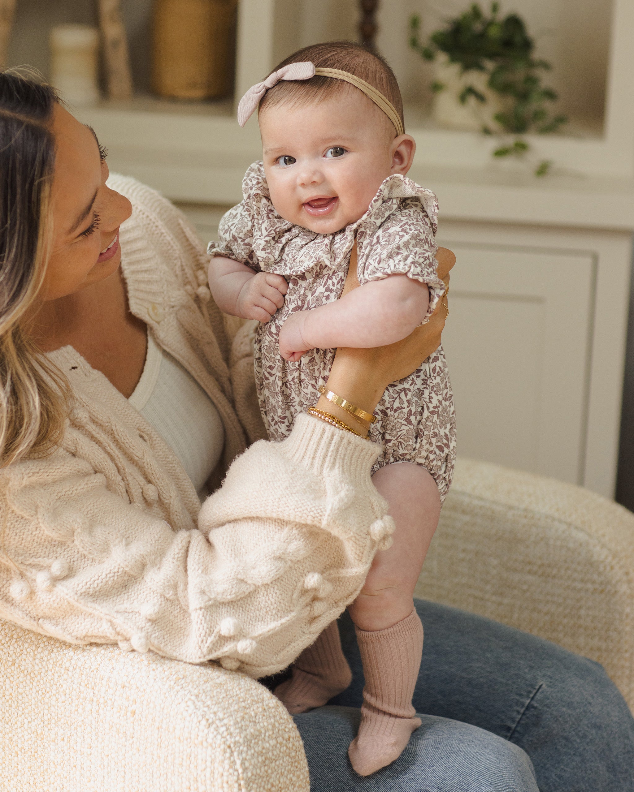 Collared Romper || Mauve Ditsy