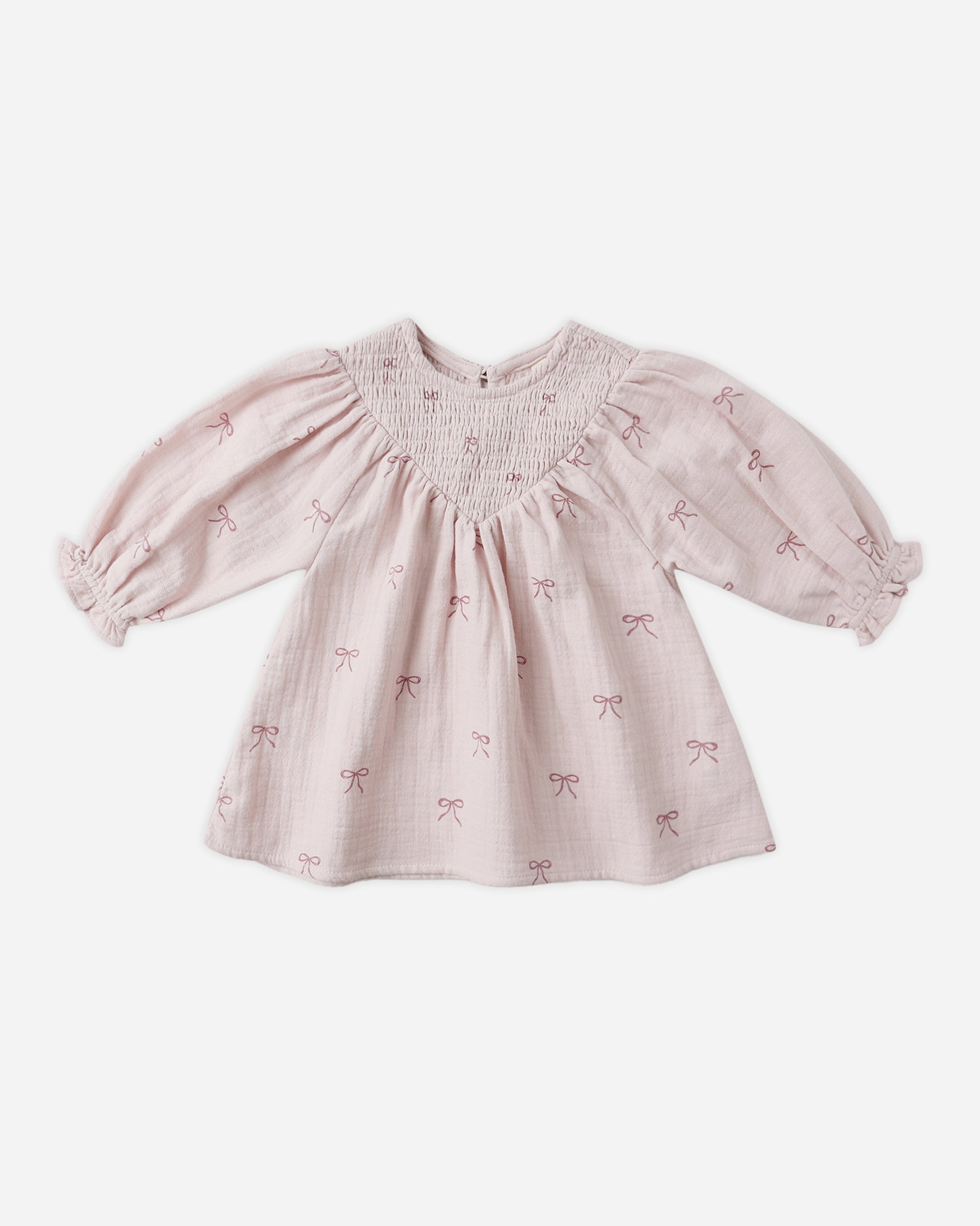 V Smocked Dress || Bows - Rylee + Cru | Kids Clothes | Trendy Baby Clothes | Modern Infant Outfits |