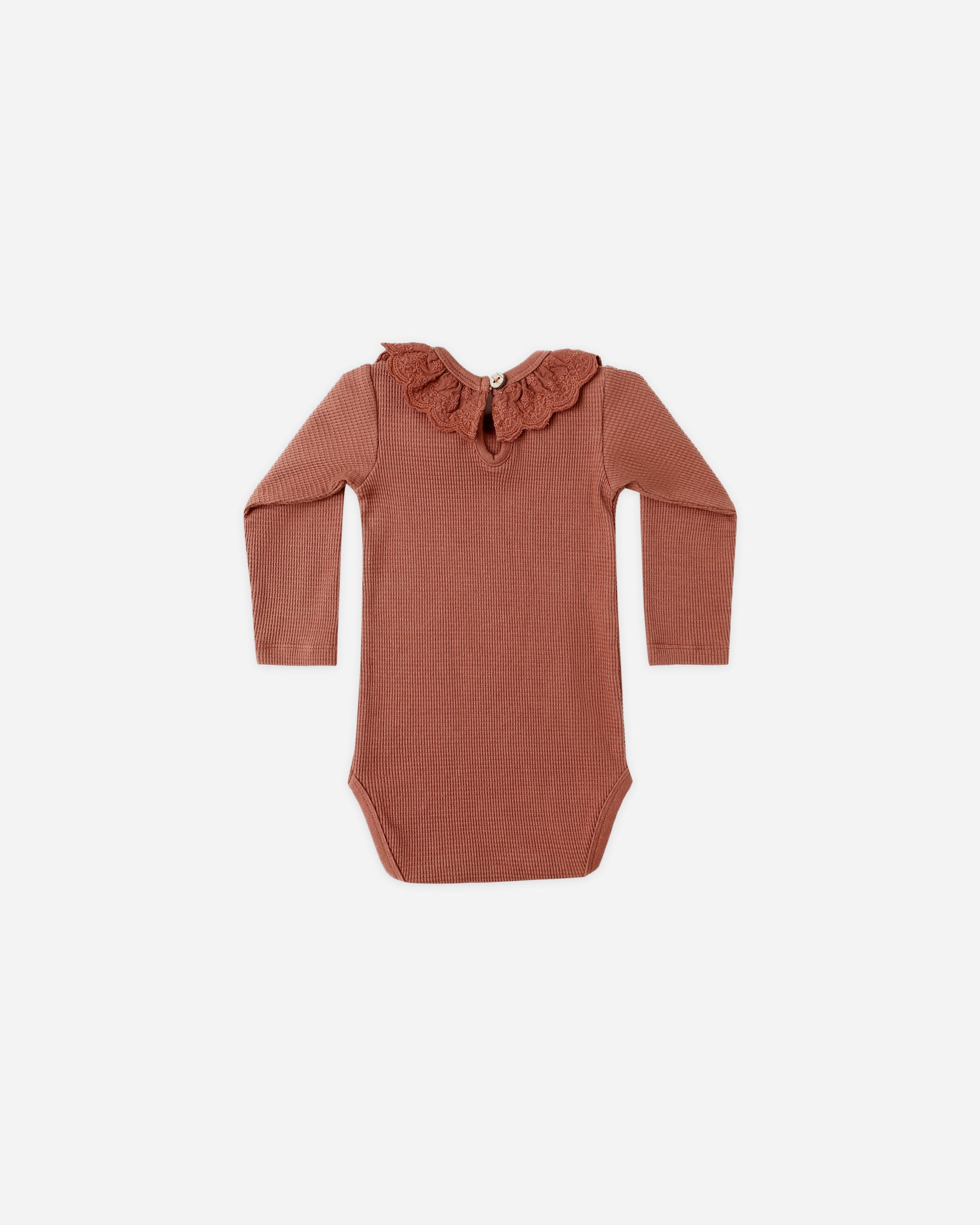 Ruffle Collar Bodysuit || Cranberry - Rylee + Cru | Kids Clothes | Trendy Baby Clothes | Modern Infant Outfits |