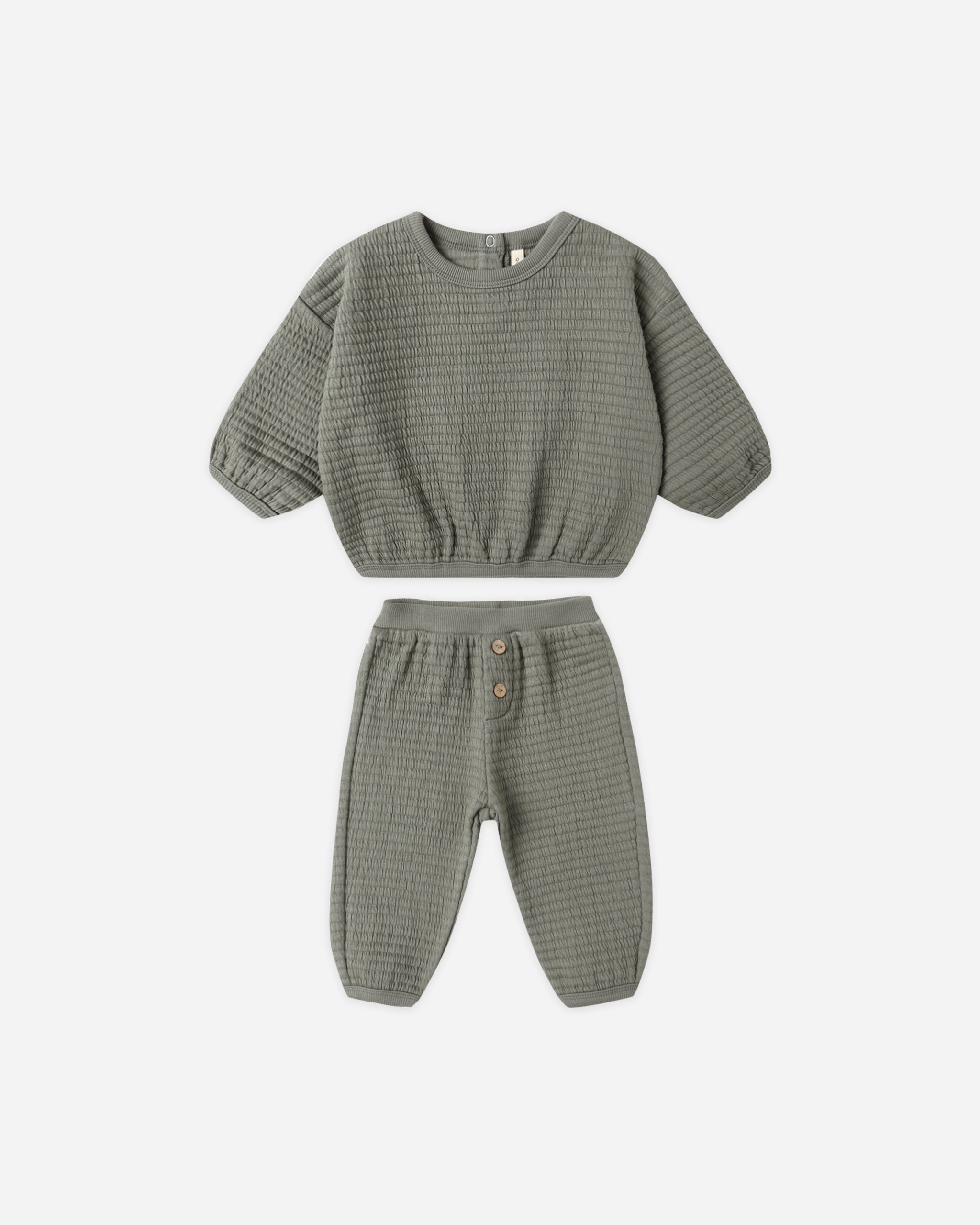 Textured Sweat Set || Forest - Rylee + Cru | Kids Clothes | Trendy Baby Clothes | Modern Infant Outfits |