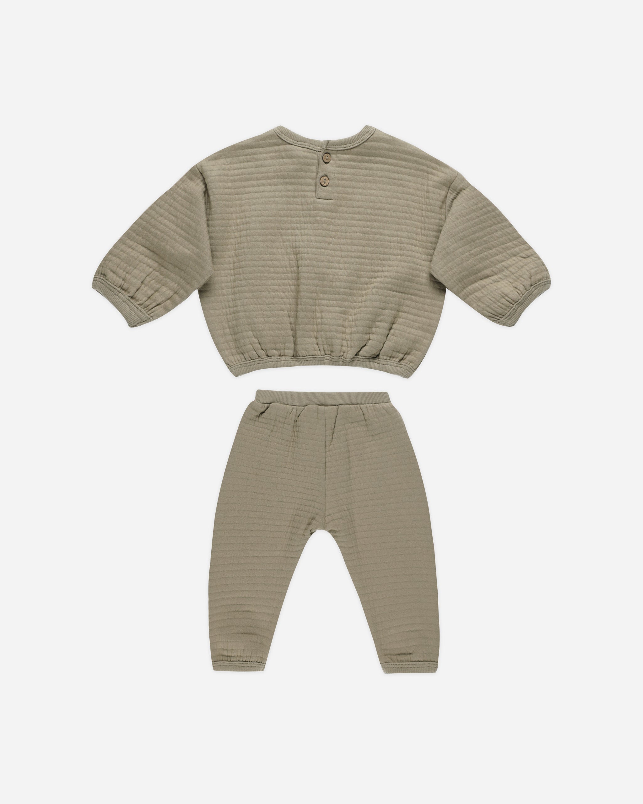 Textured Sweat Set || Olive - 0-3M