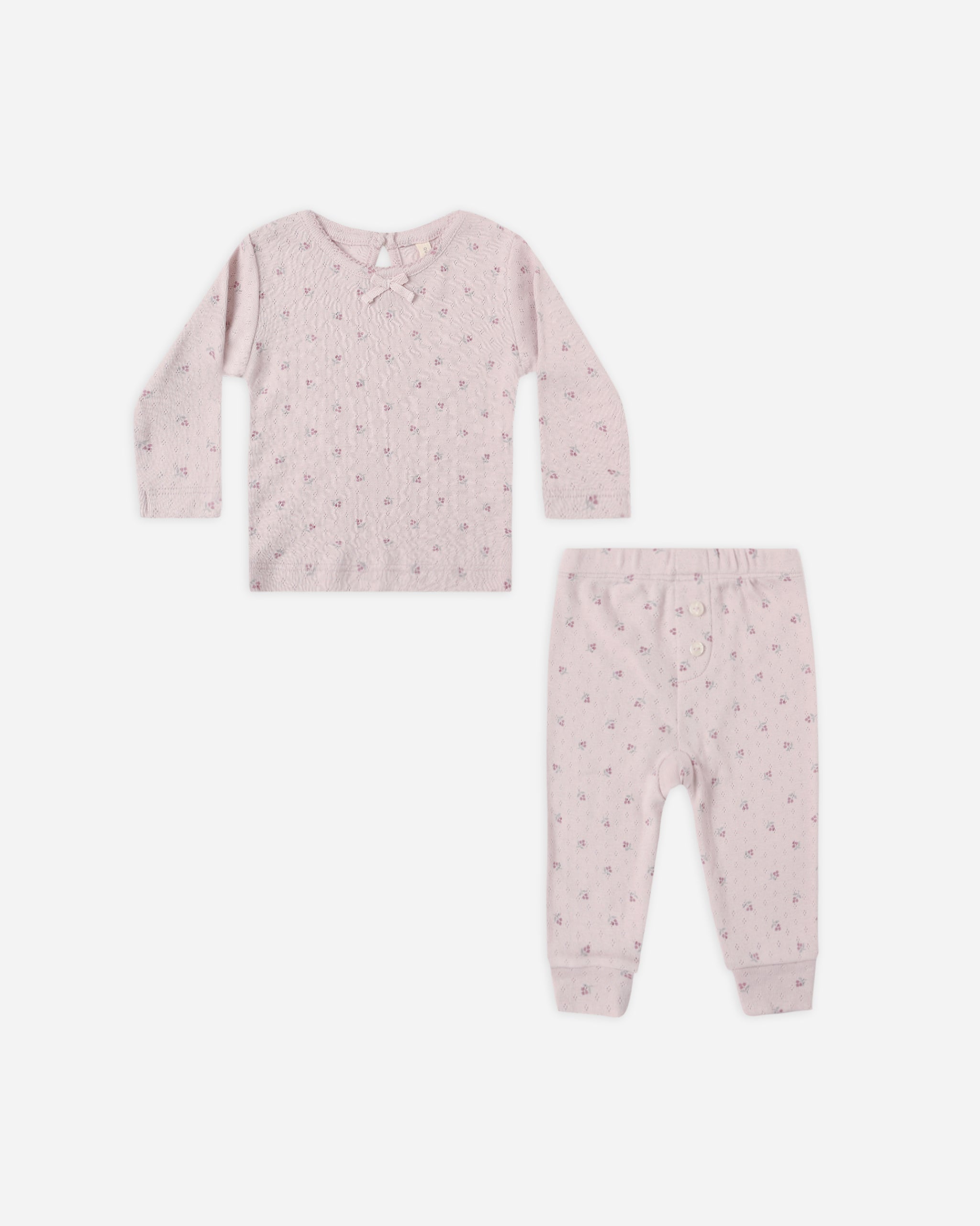 Pointelle Long Sleeve Tee + Legging || Lilac Ditsy - Rylee + Cru | Kids Clothes | Trendy Baby Clothes | Modern Infant Outfits |