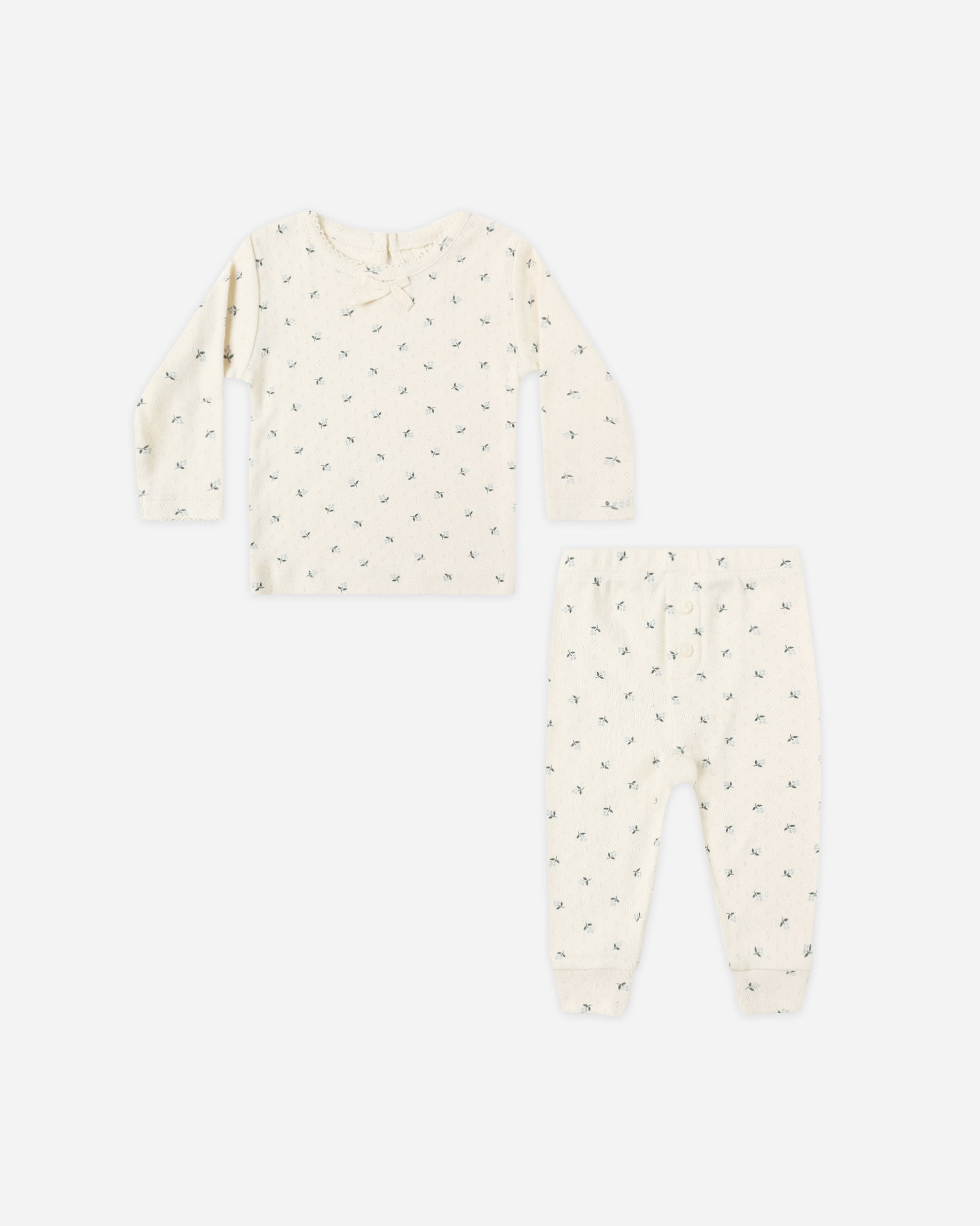 Pointelle Long Sleeve Tee + Legging || Blue Ditsy - Rylee + Cru | Kids Clothes | Trendy Baby Clothes | Modern Infant Outfits |