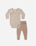 Side Snap Bodysuit + Pant Set Almond Stripe - Rylee + Cru | Kids Clothes | Trendy Baby Clothes | Modern Infant Outfits |