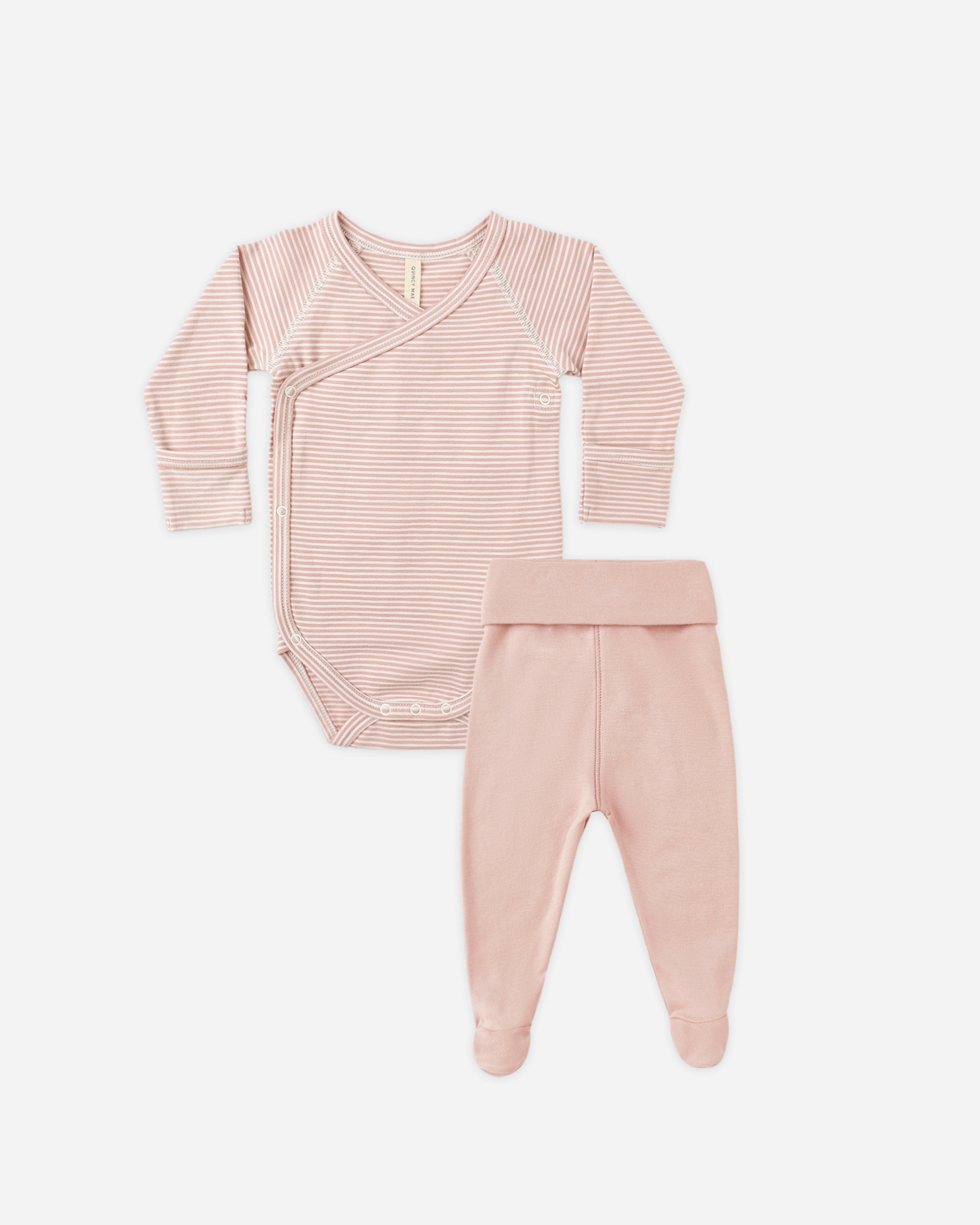 Side Snap Bodysuit + Pant Set || Rose Micro Stripe - Rylee + Cru | Kids Clothes | Trendy Baby Clothes | Modern Infant Outfits |