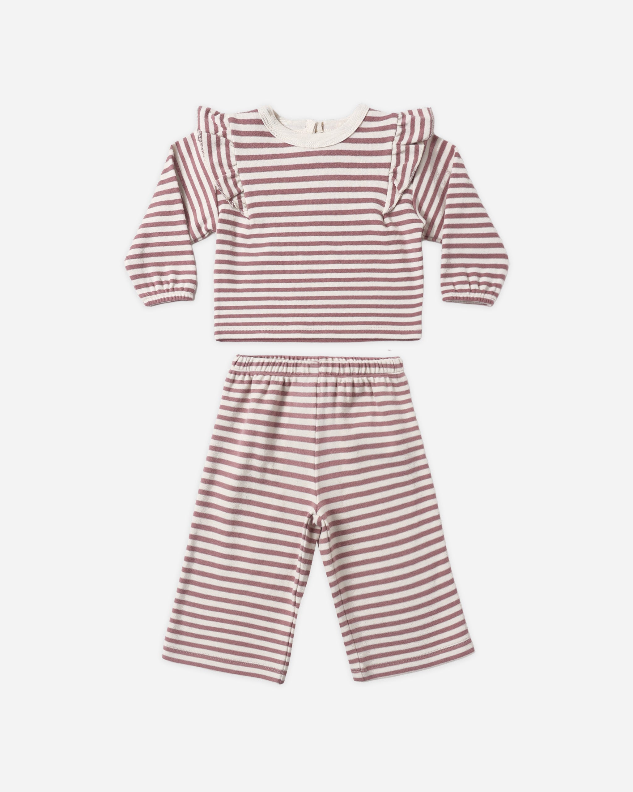 Ruffle Cozy Set Mulberry Stripe - Rylee + Cru | Kids Clothes | Trendy Baby Clothes | Modern Infant Outfits |