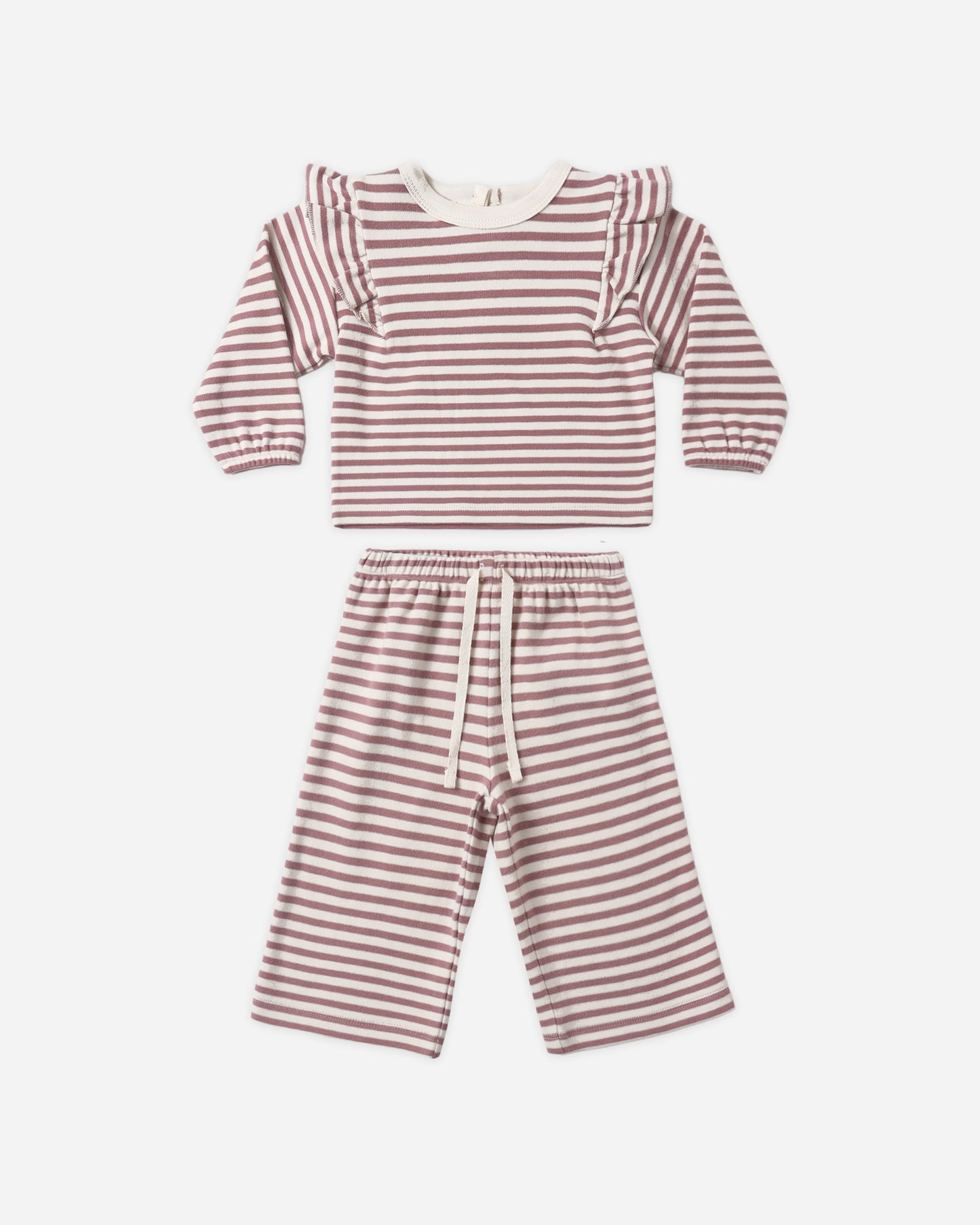 Ruffle Cozy Set Mulberry Stripe - Rylee + Cru | Kids Clothes | Trendy Baby Clothes | Modern Infant Outfits |