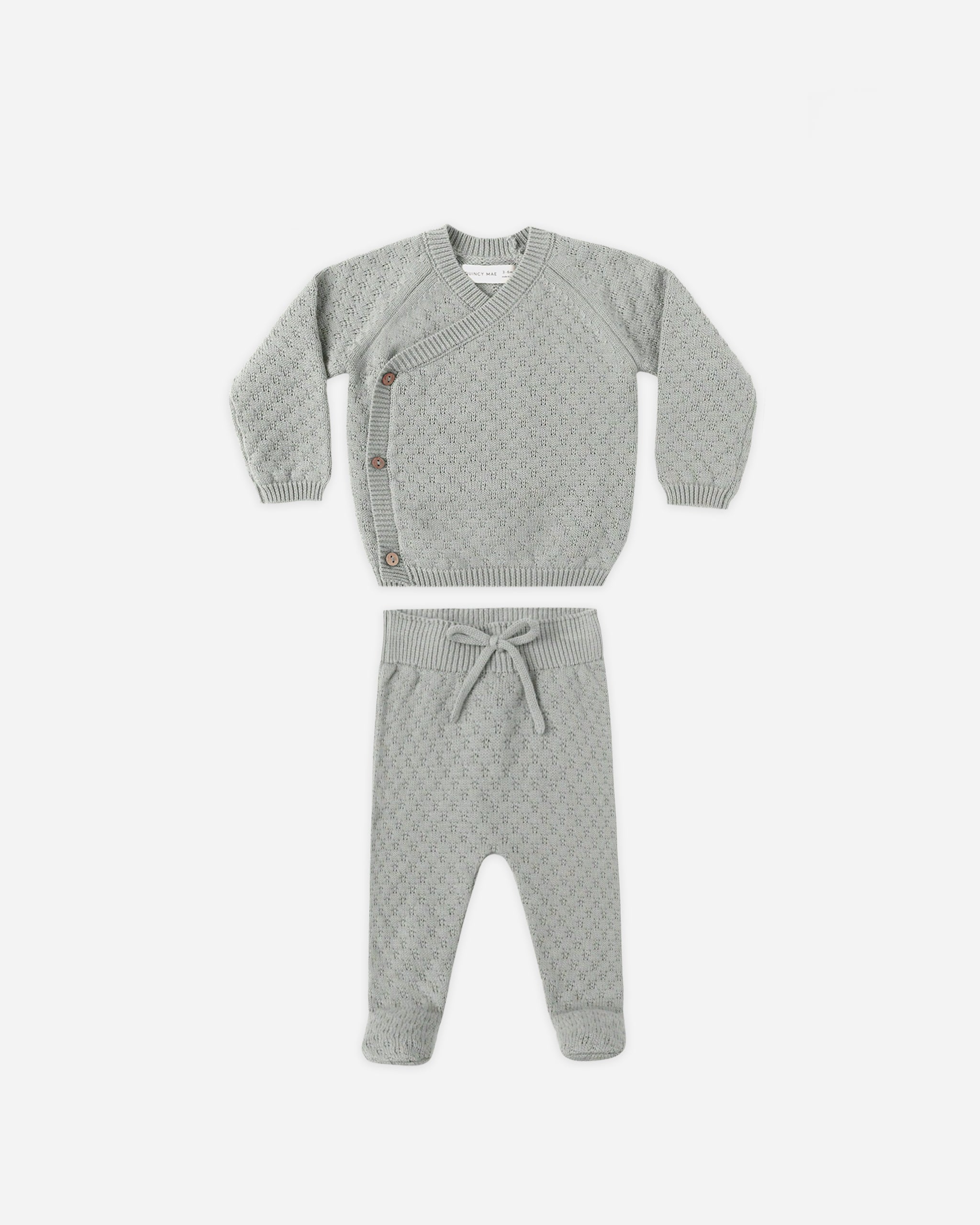 Knit Wrap Top + Pant Set || Steel Blue - Rylee + Cru | Kids Clothes | Trendy Baby Clothes | Modern Infant Outfits |