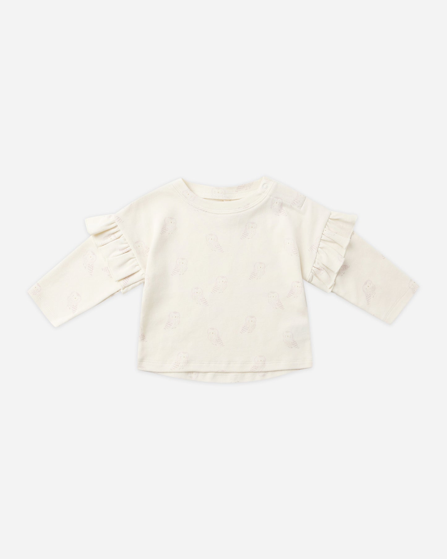 Ruffle Long Sleeve Tee || Snow Owls - Rylee + Cru | Kids Clothes | Trendy Baby Clothes | Modern Infant Outfits |