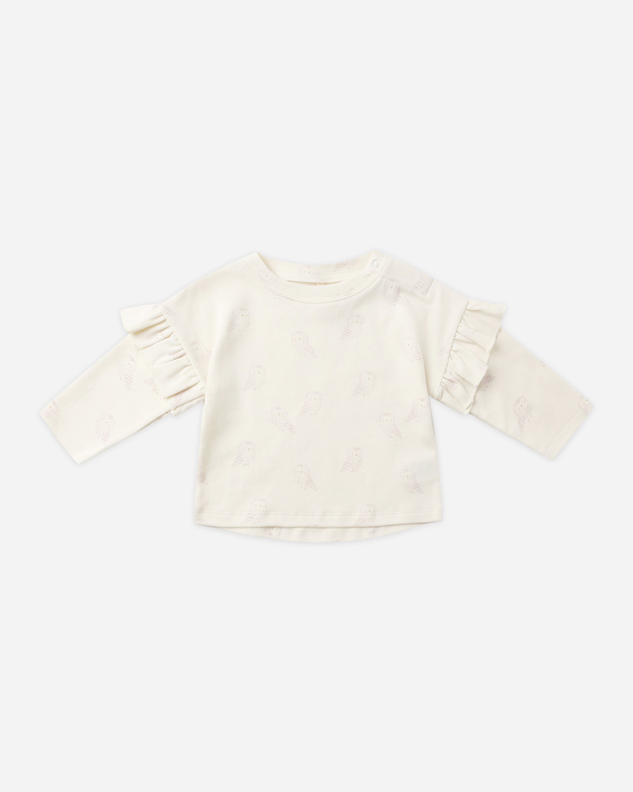 Ruffle Long Sleeve Tee || Snow Owls - Rylee + Cru | Kids Clothes | Trendy Baby Clothes | Modern Infant Outfits |