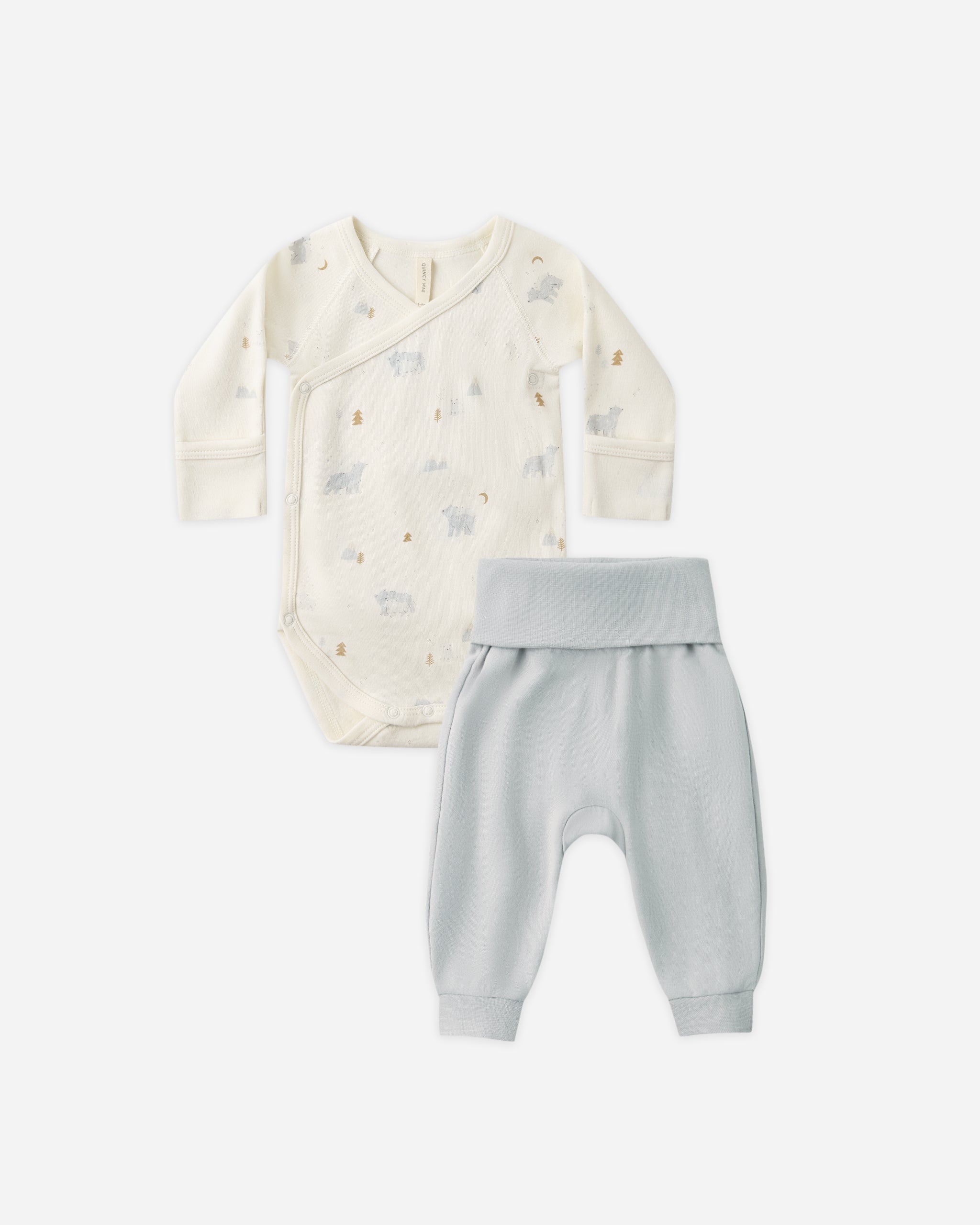 Side Snap Bodysuit + Pant Set || Polar Bears - Rylee + Cru | Kids Clothes | Trendy Baby Clothes | Modern Infant Outfits |