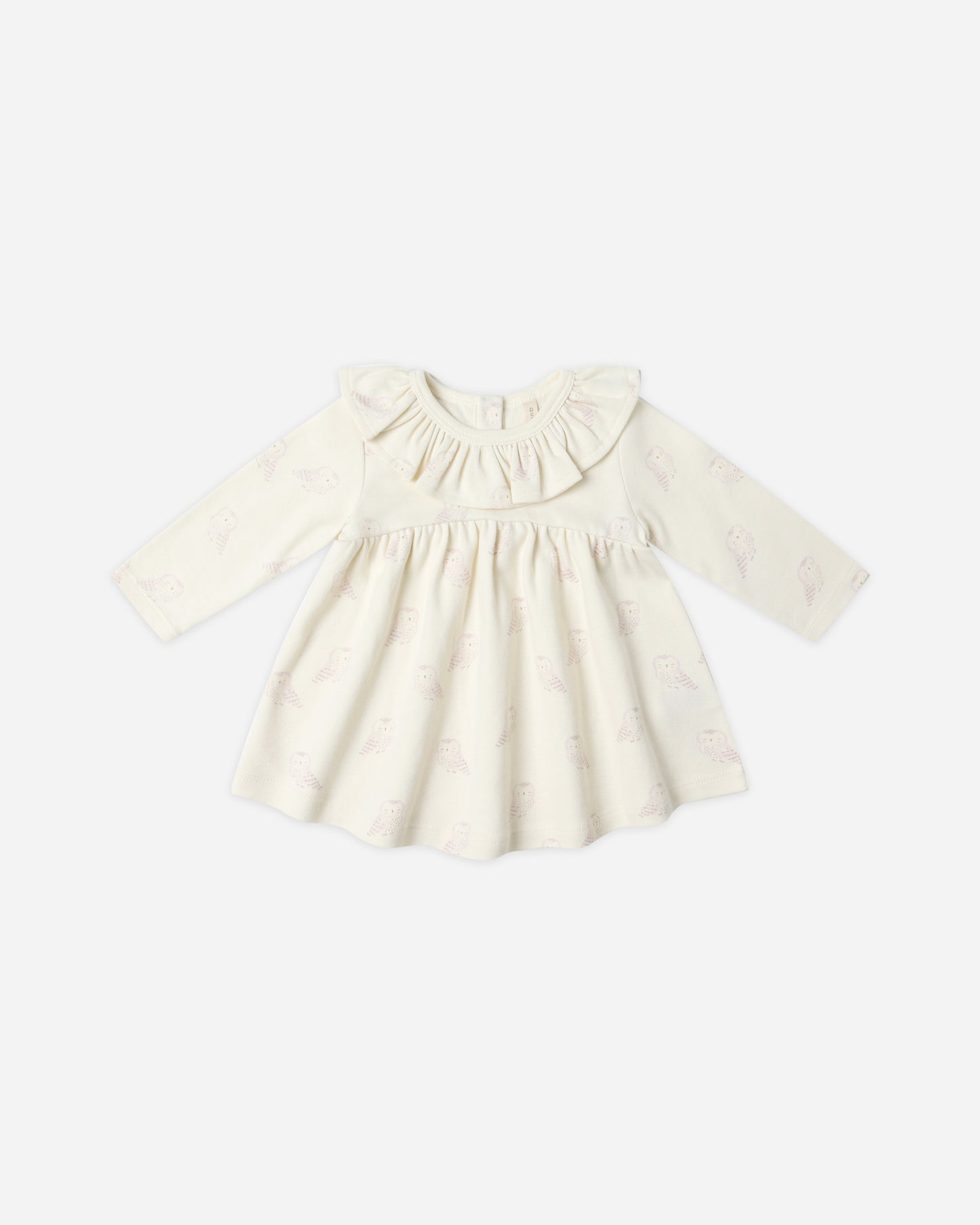 Ruffle Collar Jersey Dress || Snow Owls - Rylee + Cru | Kids Clothes | Trendy Baby Clothes | Modern Infant Outfits |