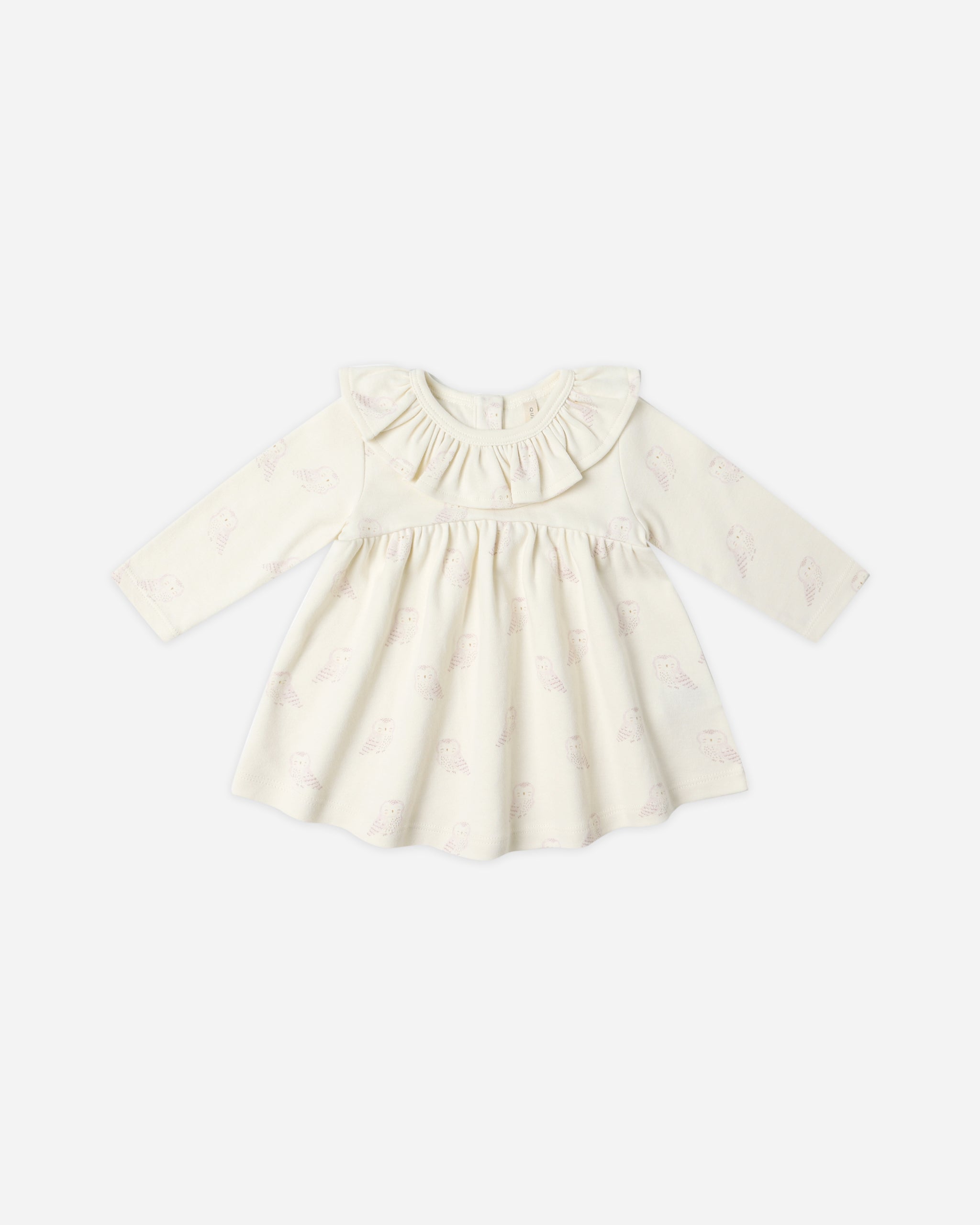 Ruffle Collar Jersey Dress || Snow Owls - Rylee + Cru | Kids Clothes | Trendy Baby Clothes | Modern Infant Outfits |