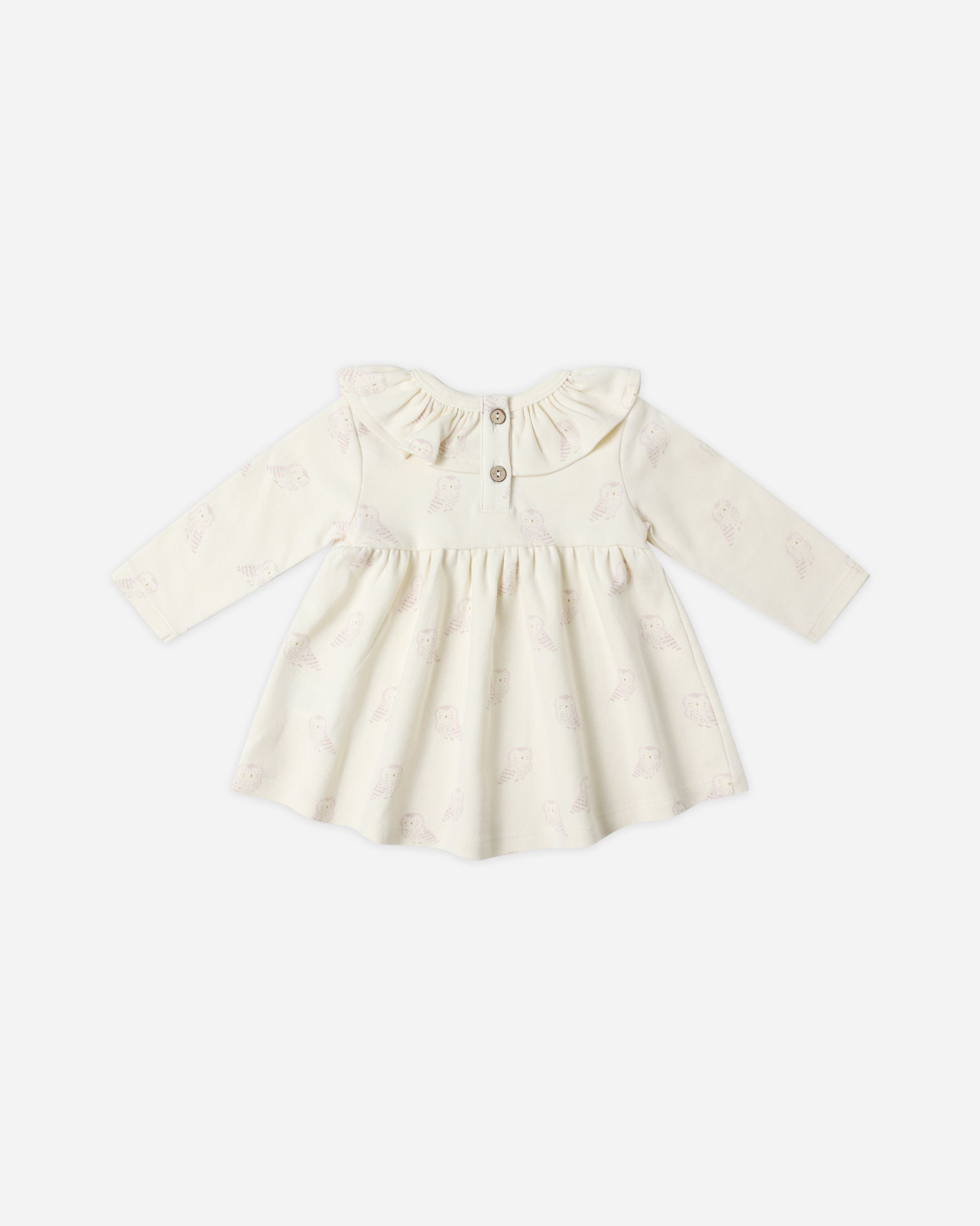 Ruffle Collar Jersey Dress || Snow Owls - Rylee + Cru | Kids Clothes | Trendy Baby Clothes | Modern Infant Outfits |